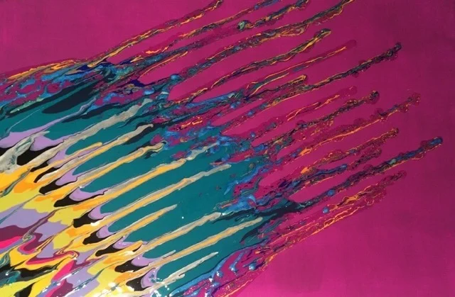 Kinetic e- XII 2014 20" x 30" x 2.5" Acrylic and epoxy resin on canvas. SOLD