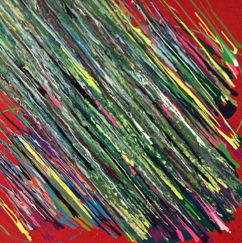 Kinetic e- VII 2013 48" x 48" x 2.5" Acrylic and epoxy resin on canvas.