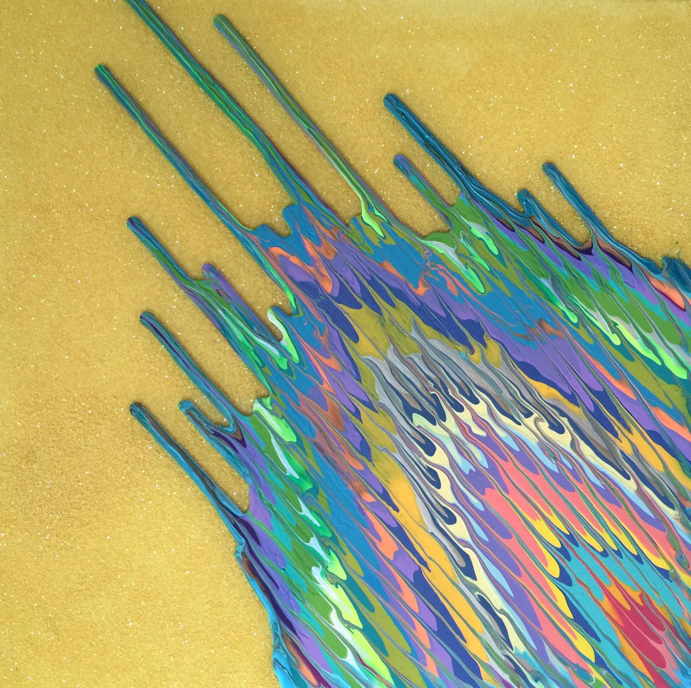 Kinetic e- Mini Collection VI  16" x 16"  2015  Acrylic, glitter, and epoxy resin on panel