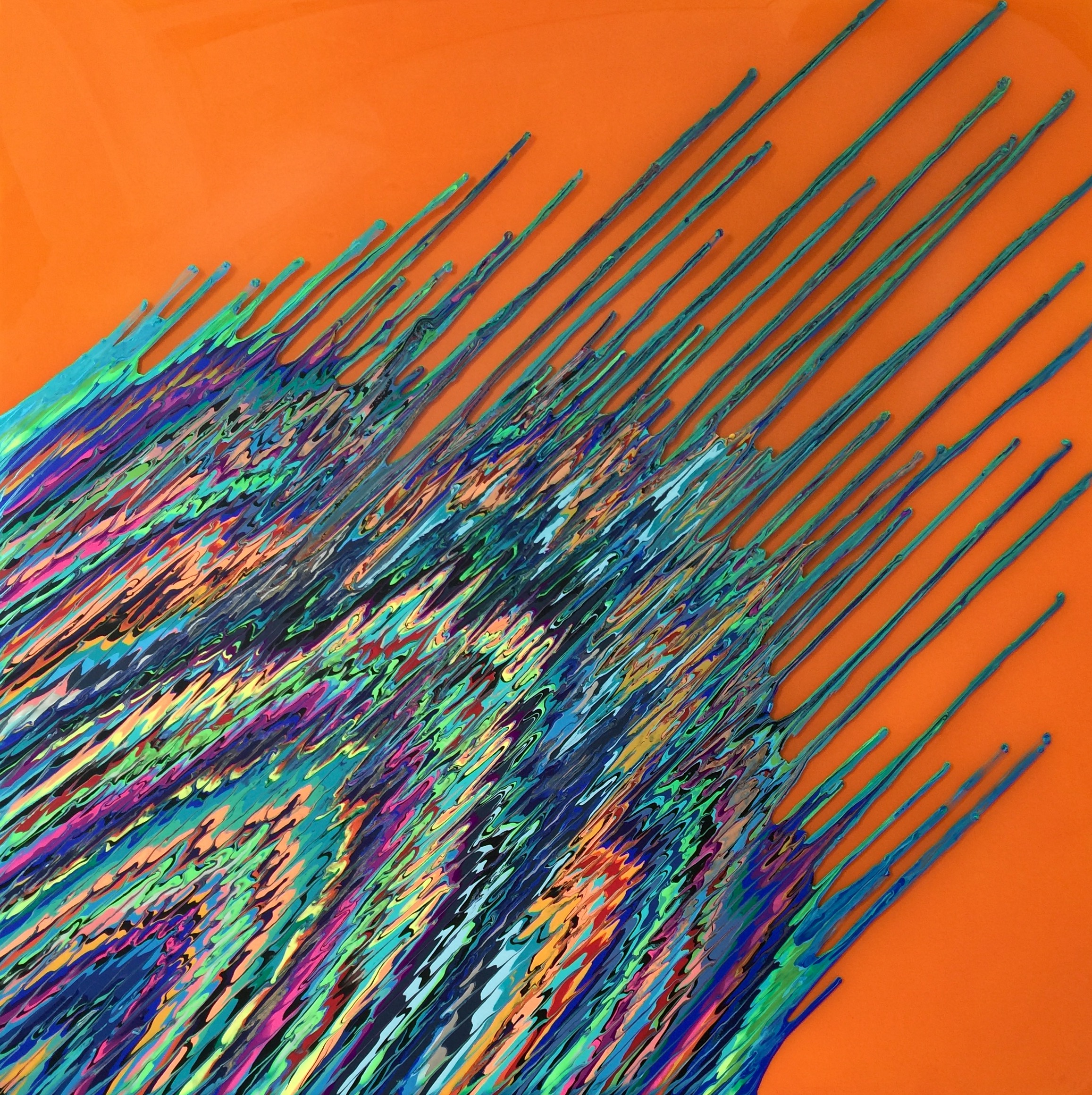 Kinetic e- XXXXII  48" x 48"  2015  Acrylic and epoxy resin on canvas. SOLD