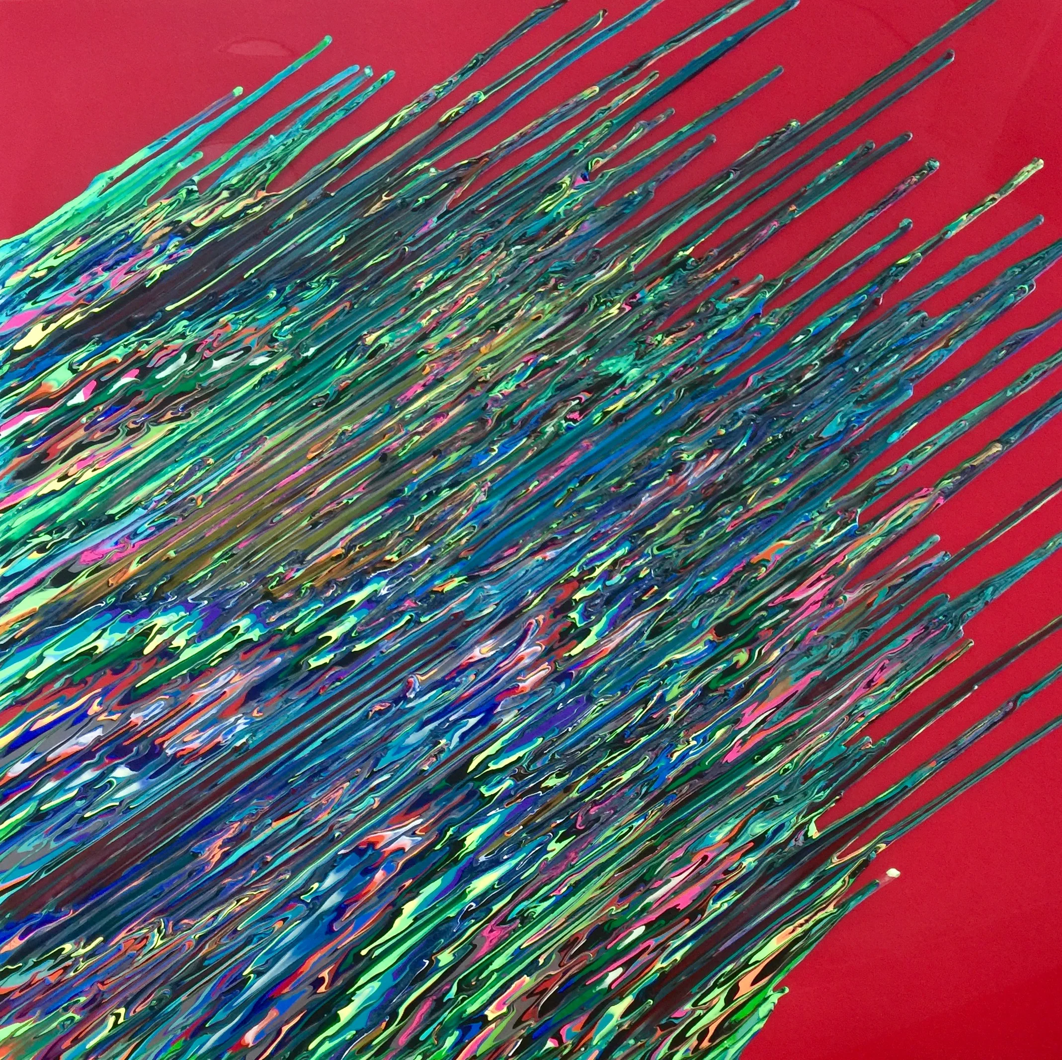 Kinetic e- XXXXIV 48" x 48" x2.5" 2016 Acrylic and epoxy resin on canvas