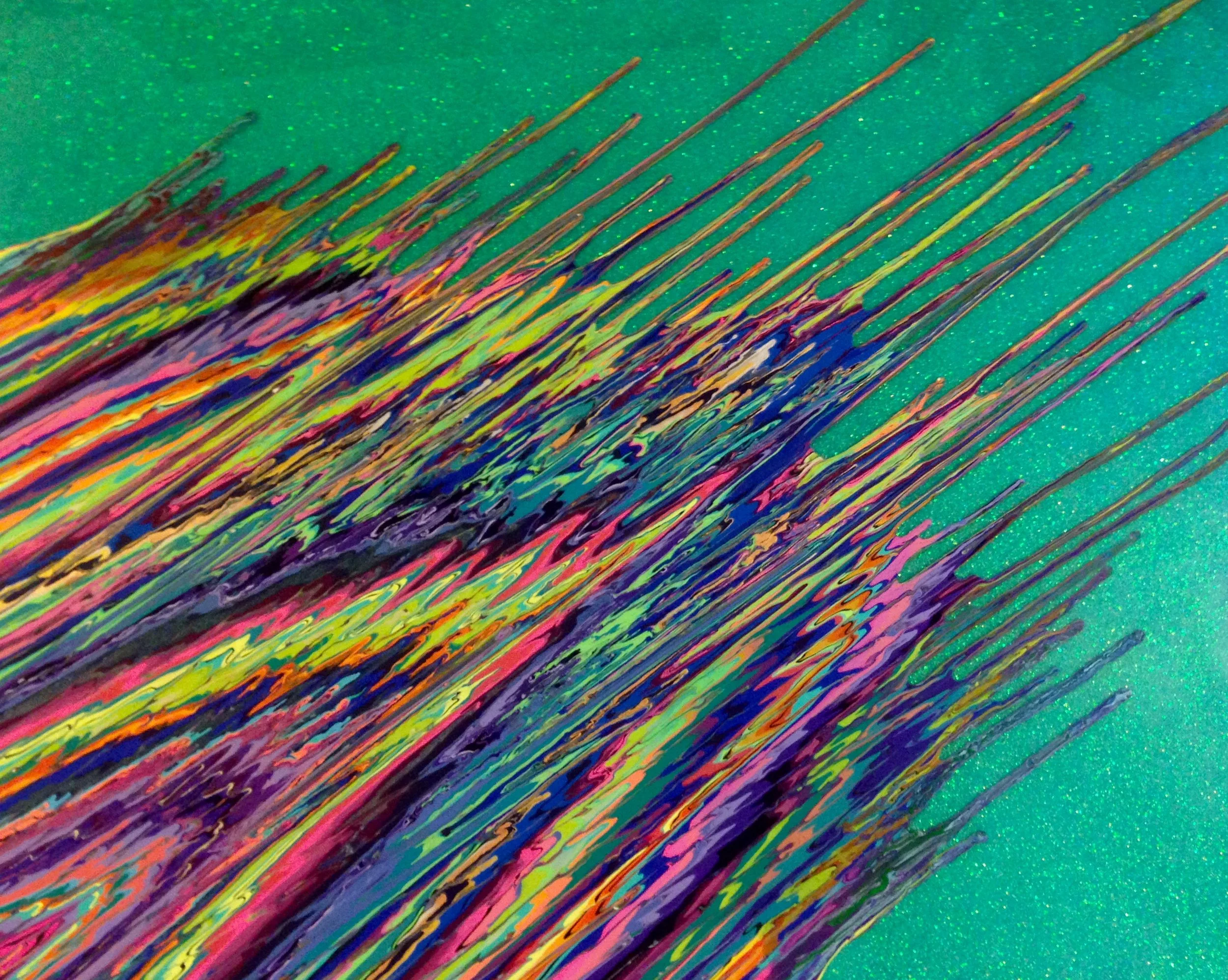 Kinetic e- XXXXV  48" x 60"  2016  Acrylic, glitter, and epoxy resin on panel. SOLD
