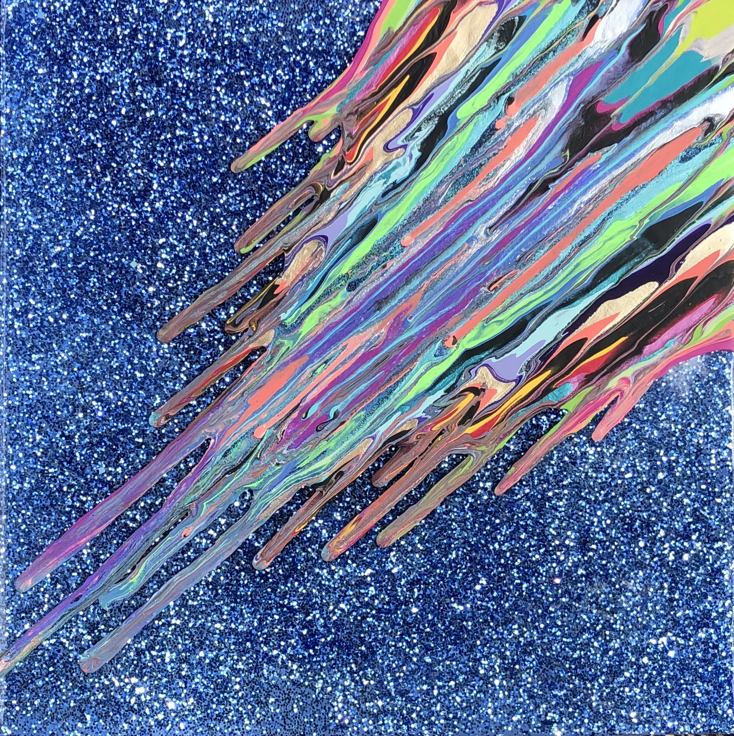 Kinetic e- Mini Collection XXIV 12" x 12" 2017 Acrylic, glitter, and epoxy resin on panel