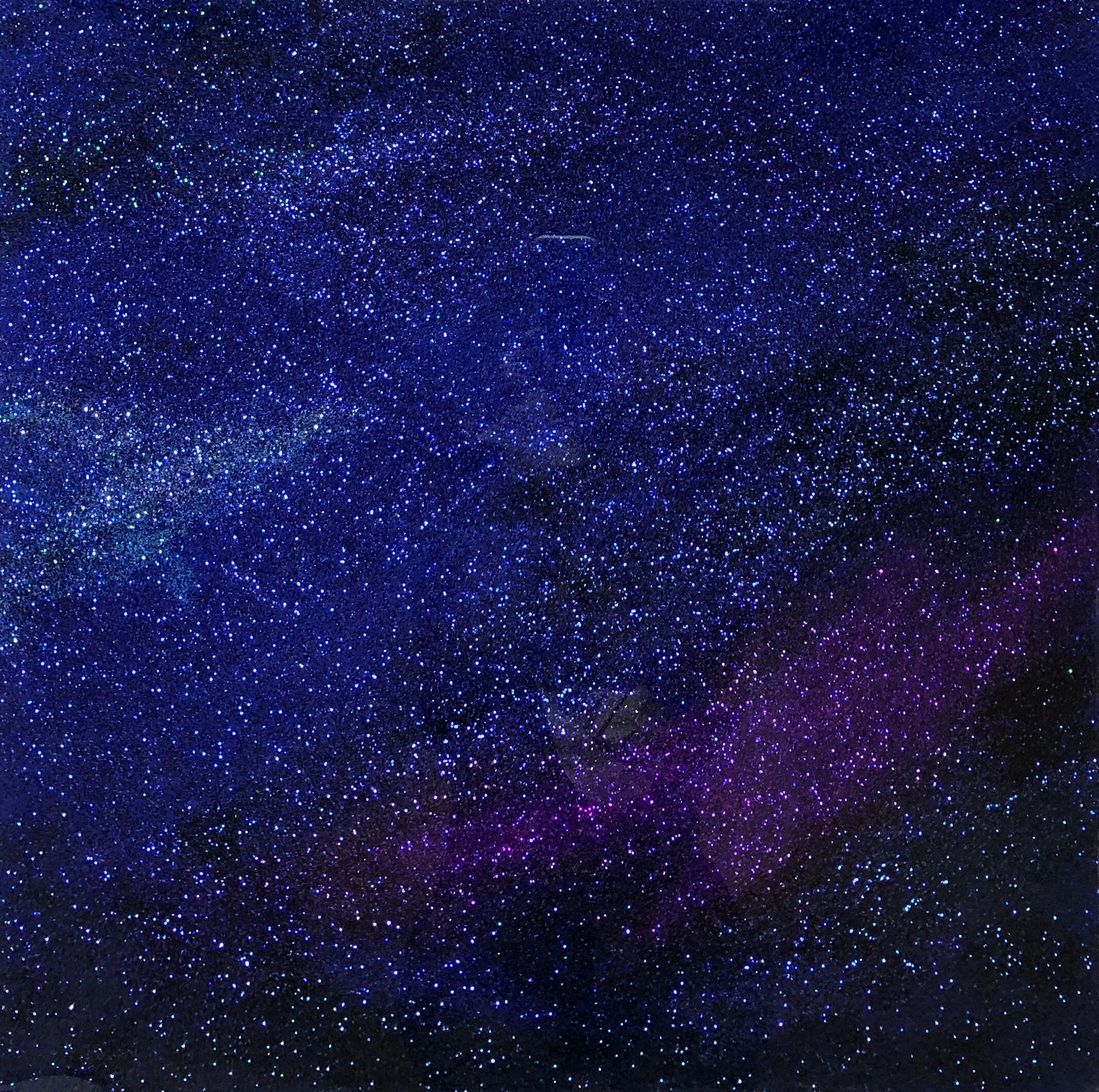 Galaxy I  24" x 24”  2020  Acrylic, glitter, and epoxy resin on panel. SOLD