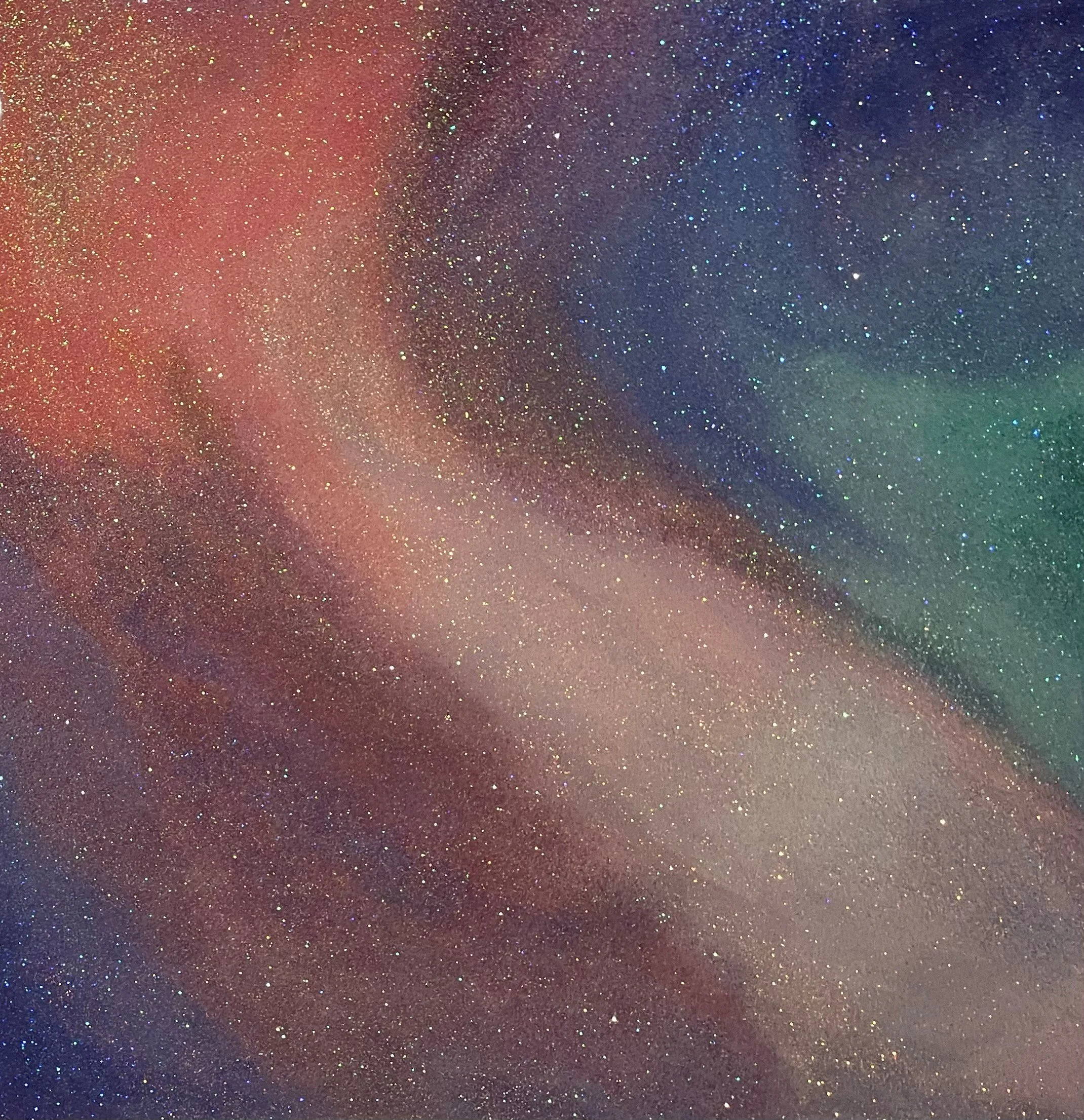 Galaxy V  36" x 36”  2021  Acrylic, glitter, and epoxy resin on panel. SOLD