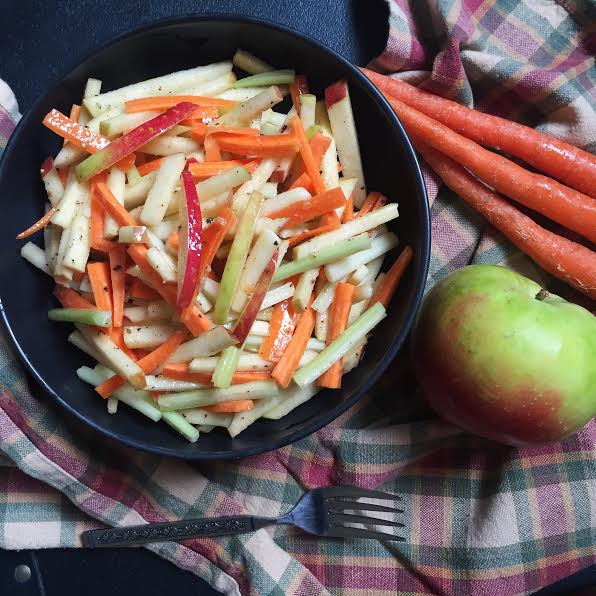 Apple Carrot Slaw in Dijon Vinaigrette