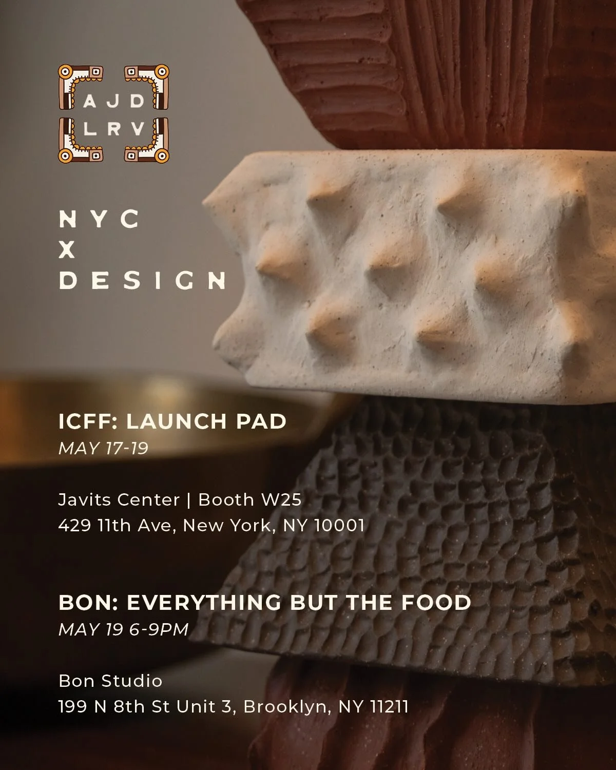 Come see me this week at NYCxDesign! 

ICFF: Launch Pad | @icff_official @wanteddesign
May 17-19
Javits Center | Booth W25
429 11th Ave, New York, NY 10001

Bon: Everything but the Food | @bonstudionyc 
May 19, 6-9pm
Bon Studio
199 N 8th St Unit 3, B