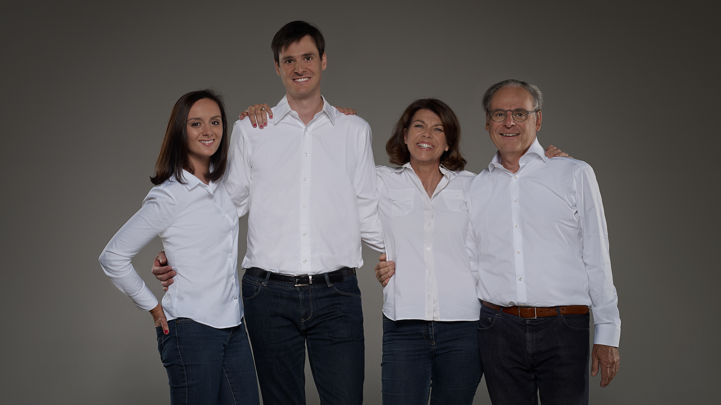 Decoster Family- Left to Right, Daughter-in-law Caroline, Son Ludovic, Parents Florence and Dominique Decoster (Photo credit: Chateau Fleur Cardinale)