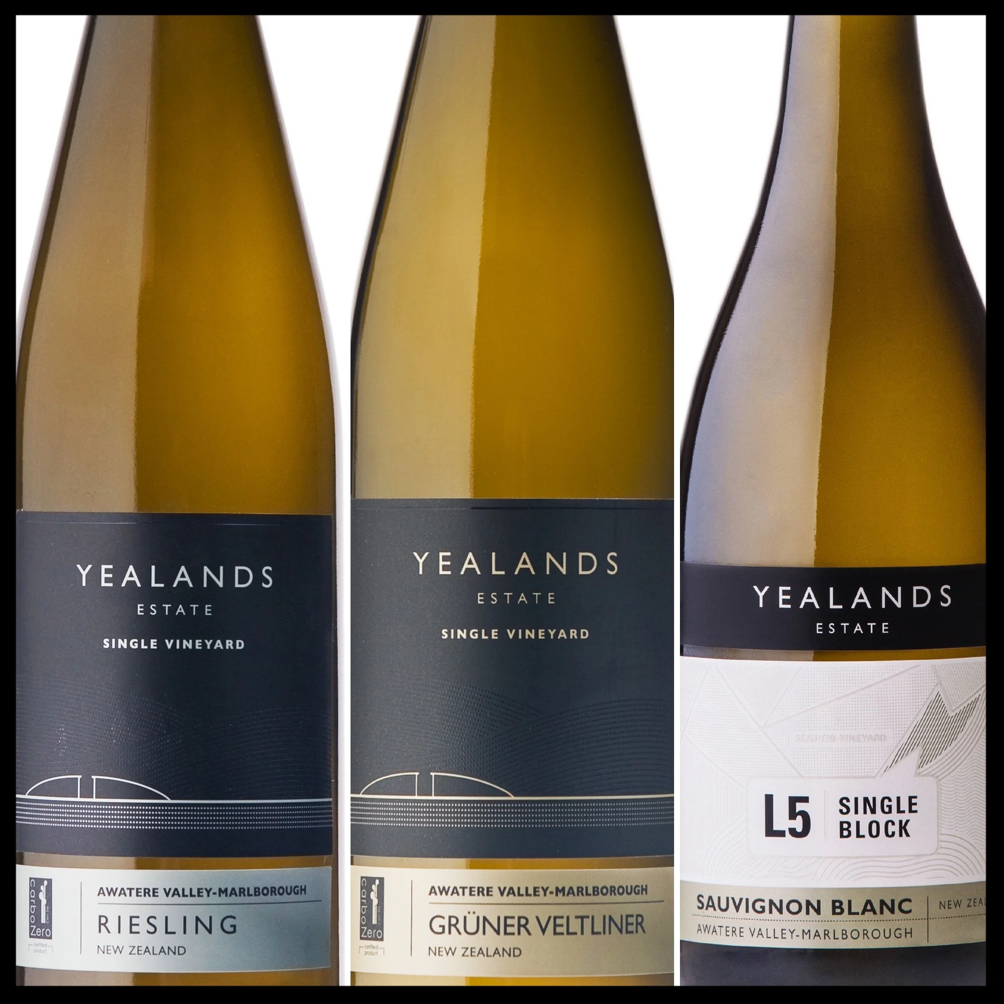 Yealands Single Varietal Gruner Veltliner, Riesling &amp; L5 Single Block Sauvignon Blanc (Image: Yealands)