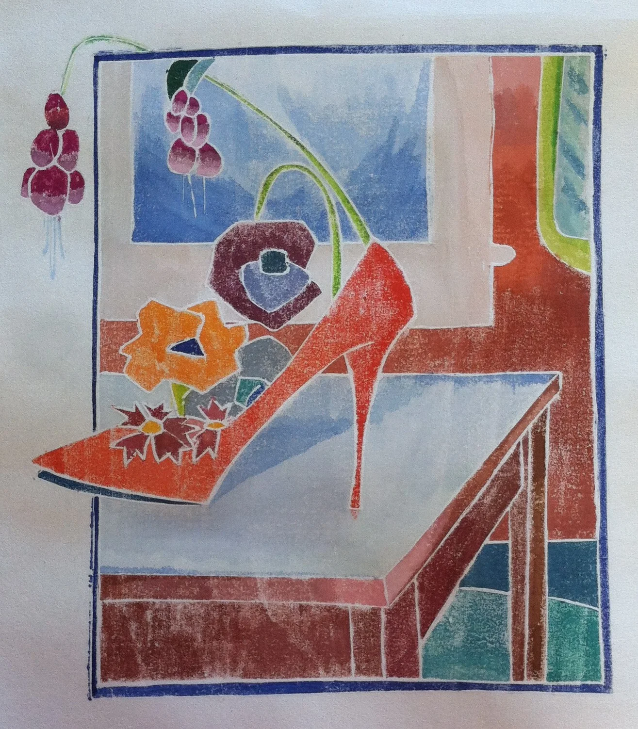 Inspired by Blanche Lazell’s prints, Patti Ryan created a fanciful still life.