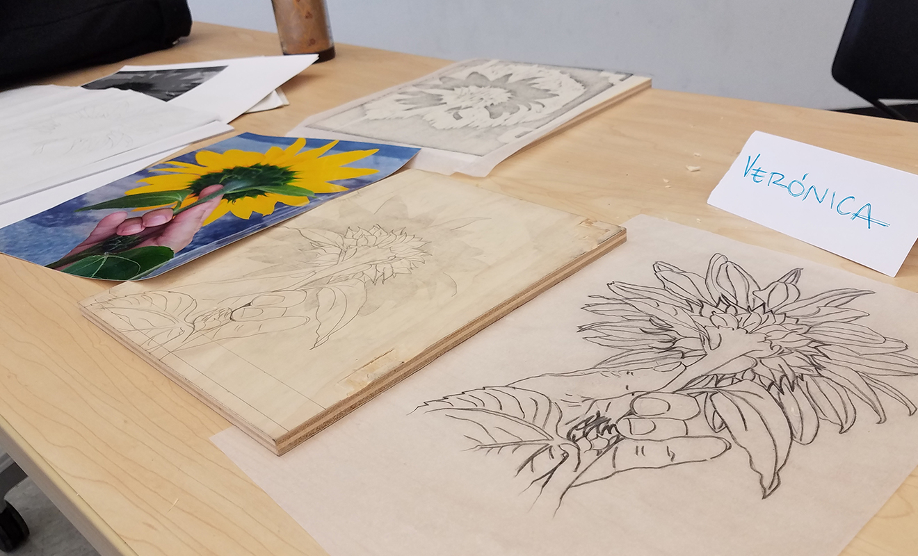 White Line Woodcut Printing at MassArt