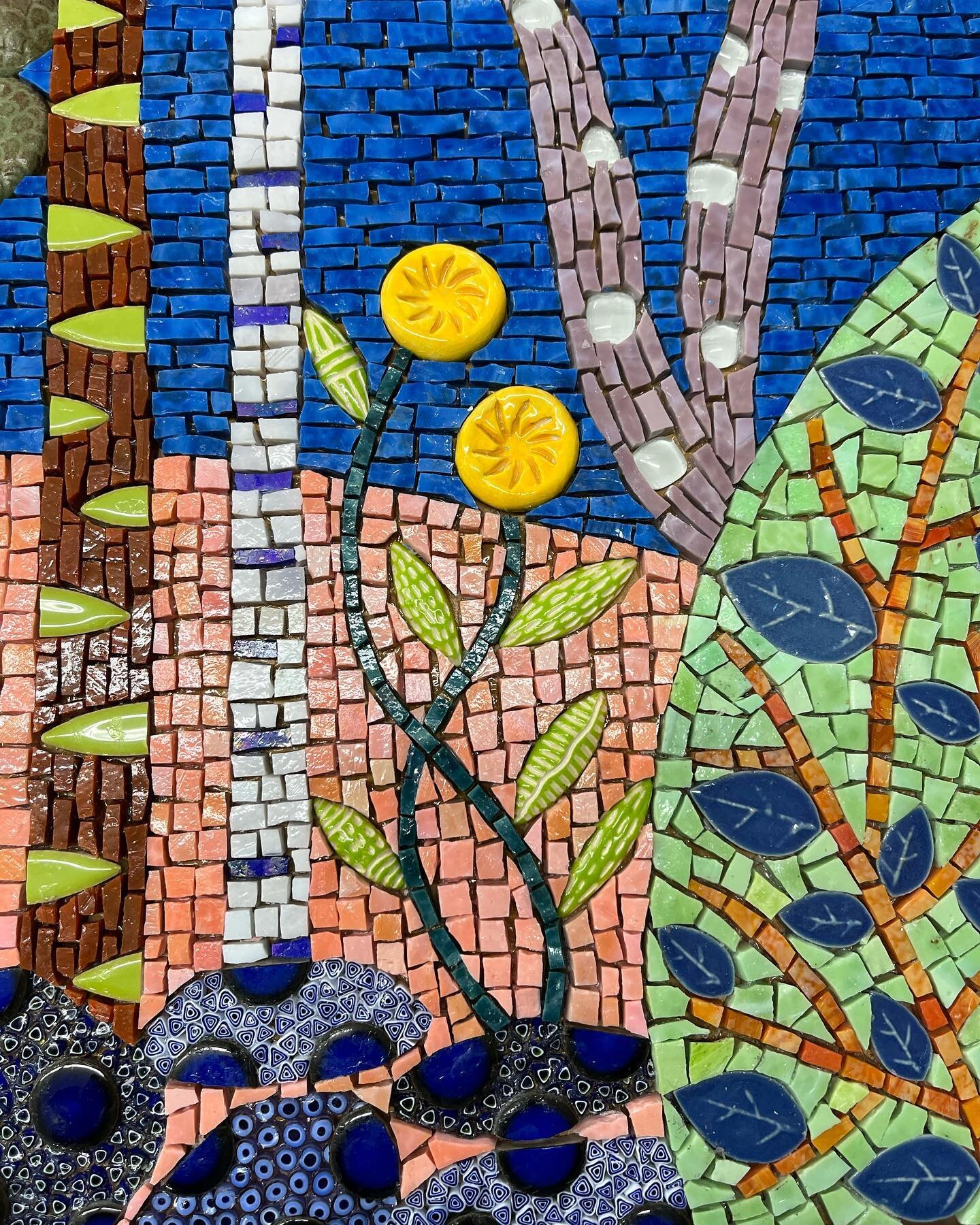 Detail from another 30&rdquo; x 12&rdquo; mosaic inspired by the Maine woods.