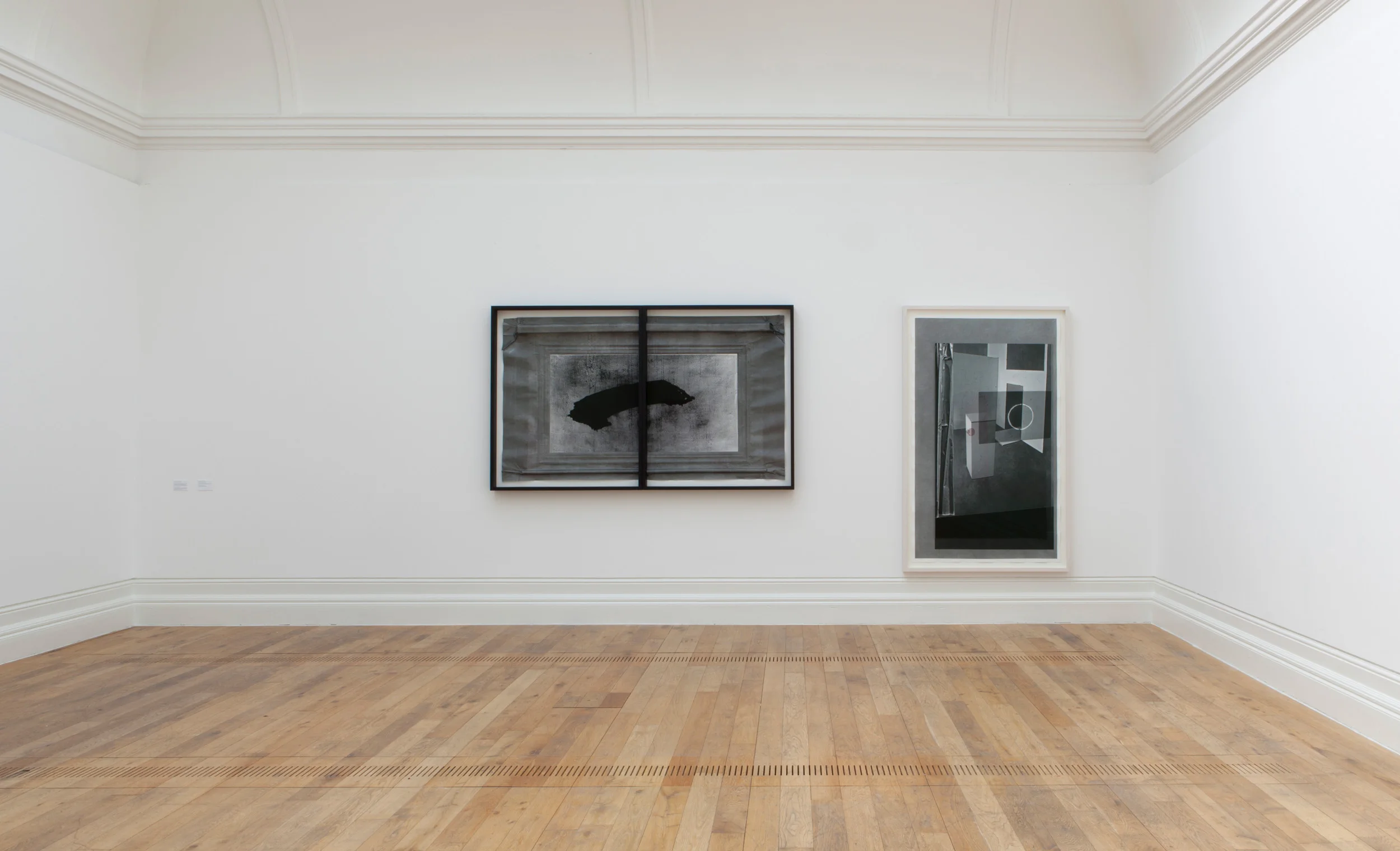 Segue , installation view. Centre: October (Star & Shadow) , 2015 Paper, graphite, giclée print 140 x 220 x 14 cm Commissioned by the Hatton Gallery with the support of Arts Council England’s Catalyst Arts capacity building and match funding scheme Right: May (Impossibly Now) , 2013 Paper, graphite, giclée print 190 × 122 cm Photo credit: Dewi Lloyd.