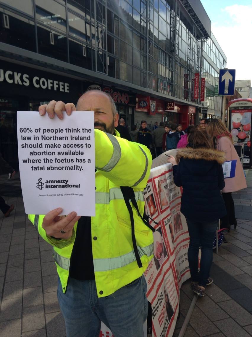 A Queen's University Pro Choice Society member in Belfast, 2015