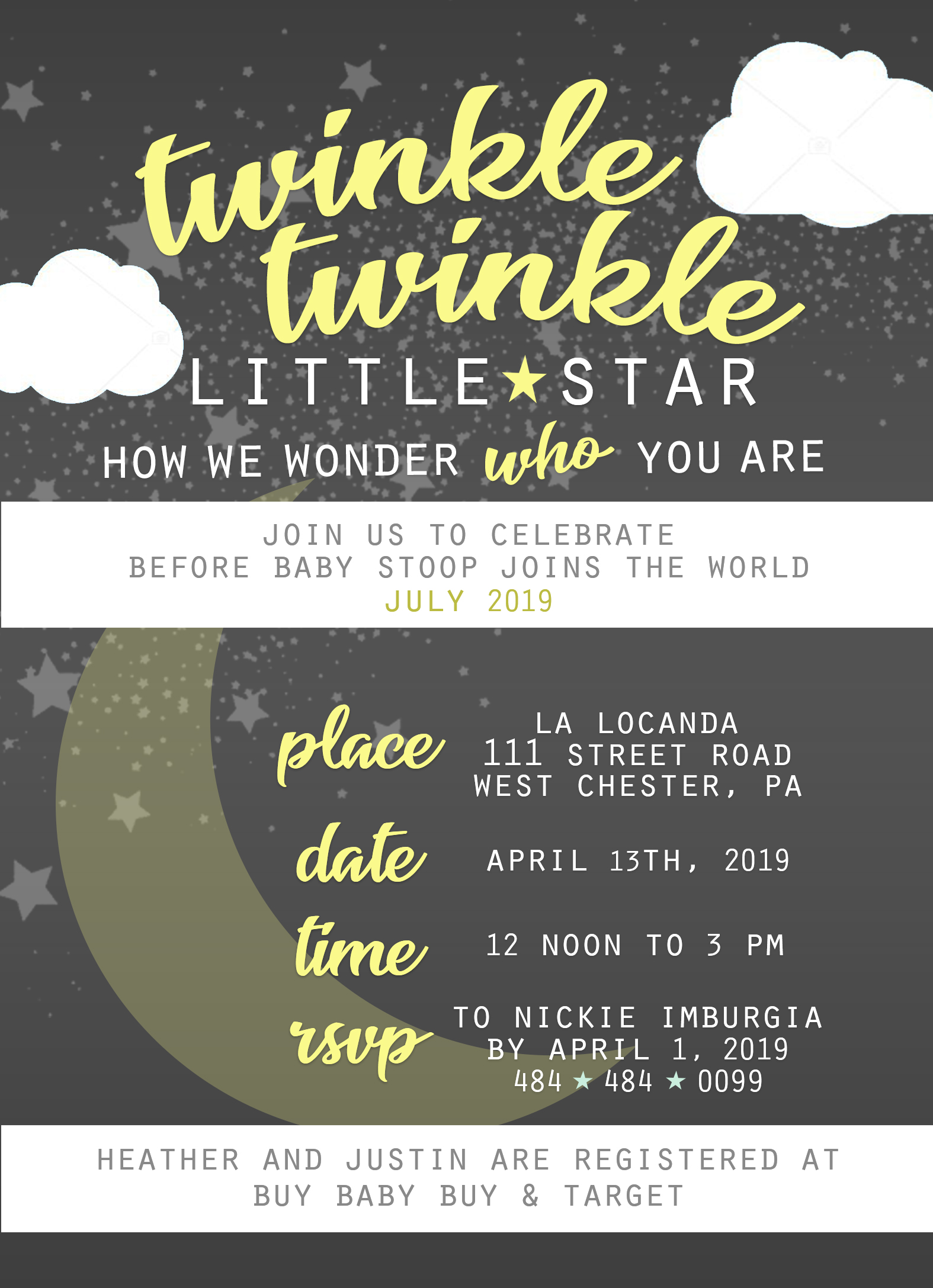 Imburgia / Stoop - Baby Shower Invite (Yellow Variation)