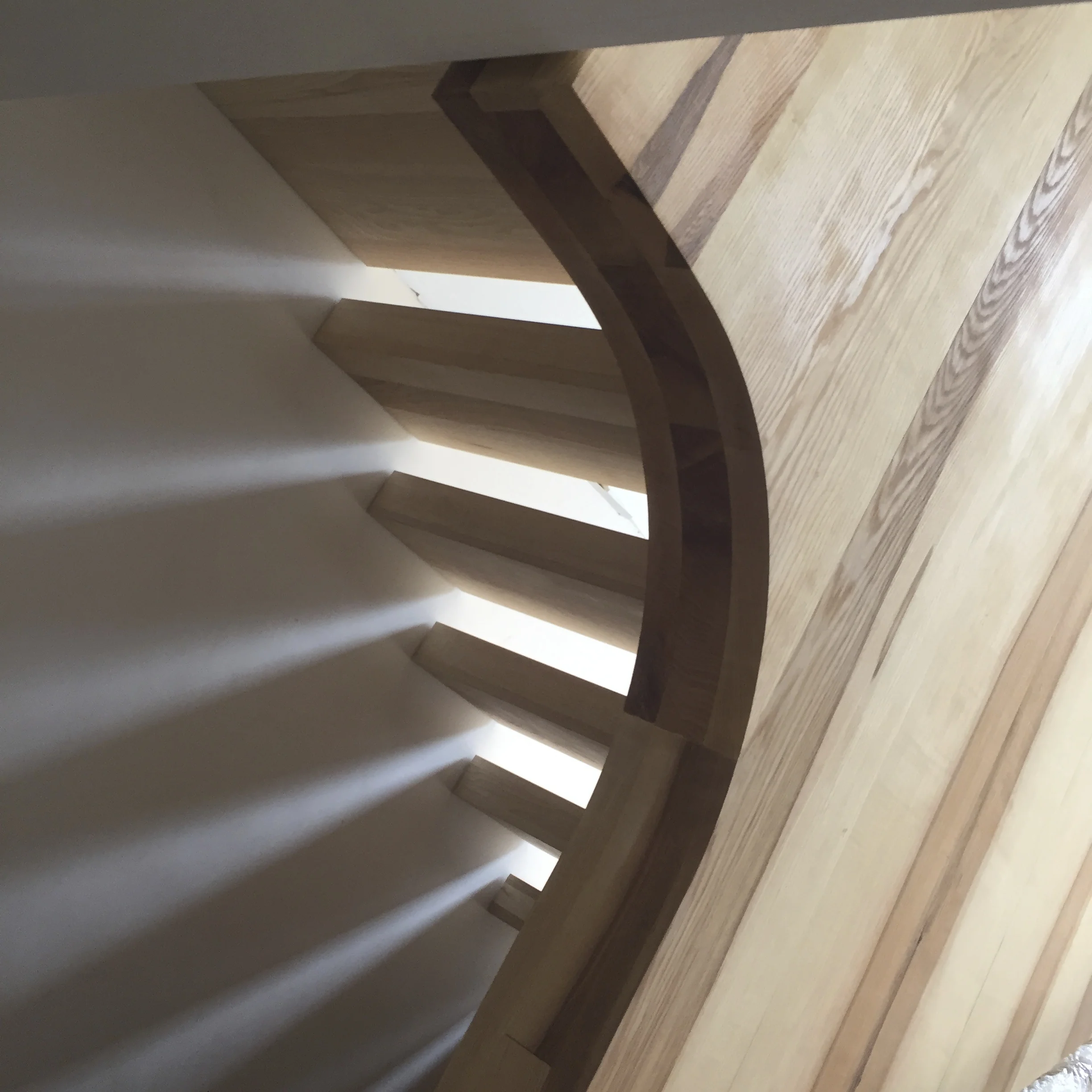 Looking up at under part of top of stairs