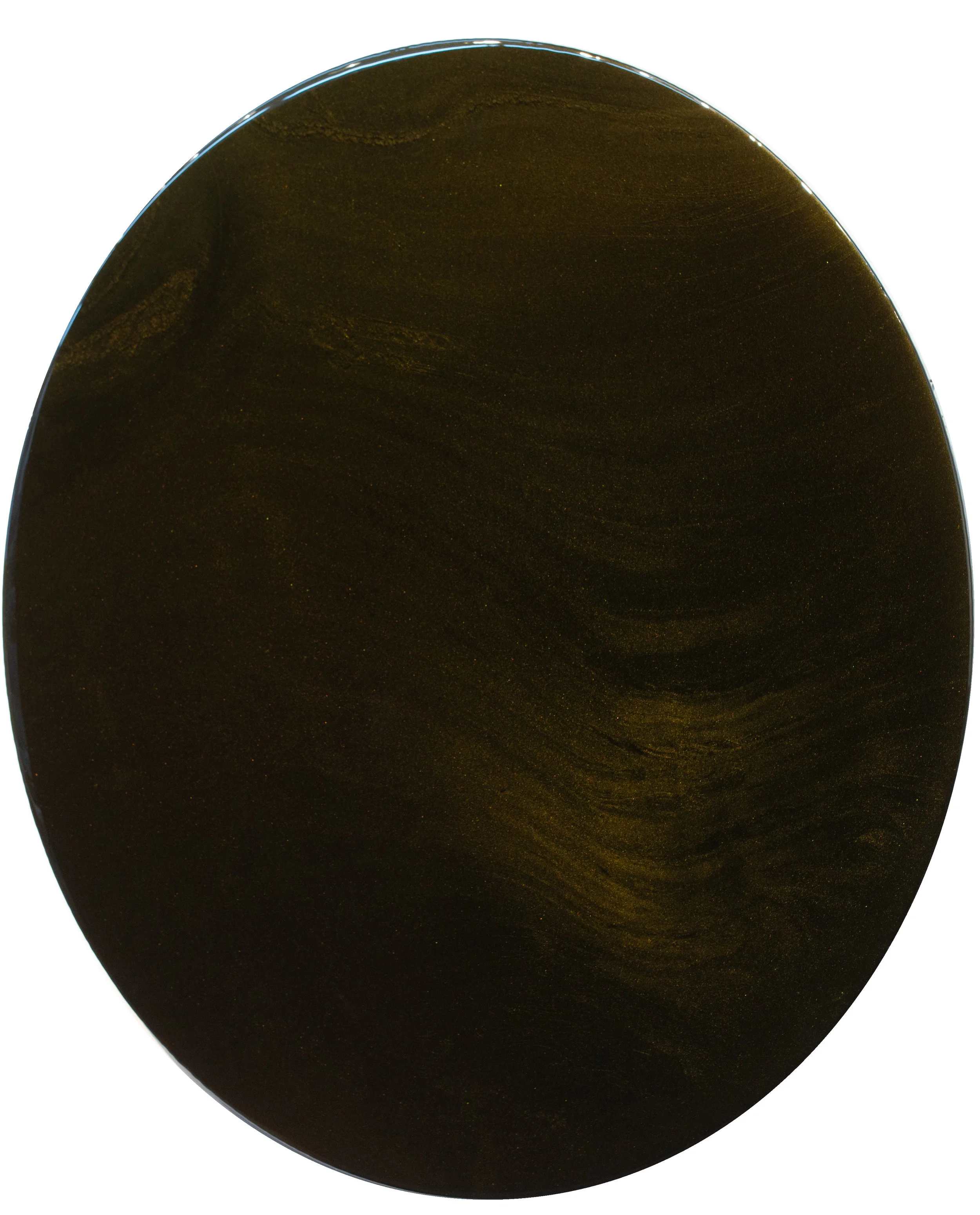"New Moon", 24 k gold, pigment, urethane, resin, stainless steel, 47.5 inches, 2019