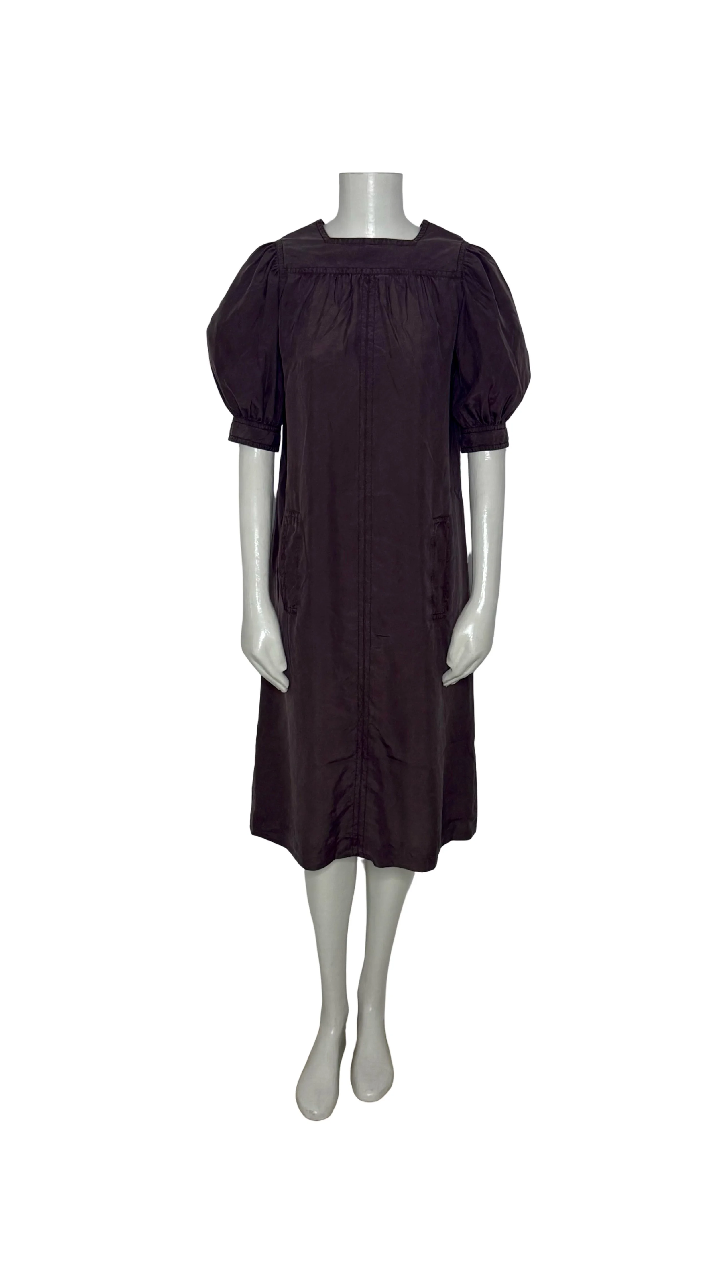 Givenchy Nouvelle Boutique (Hubert de Givenchy Era) Vintage 80s Brown Silk Dress .jpeg