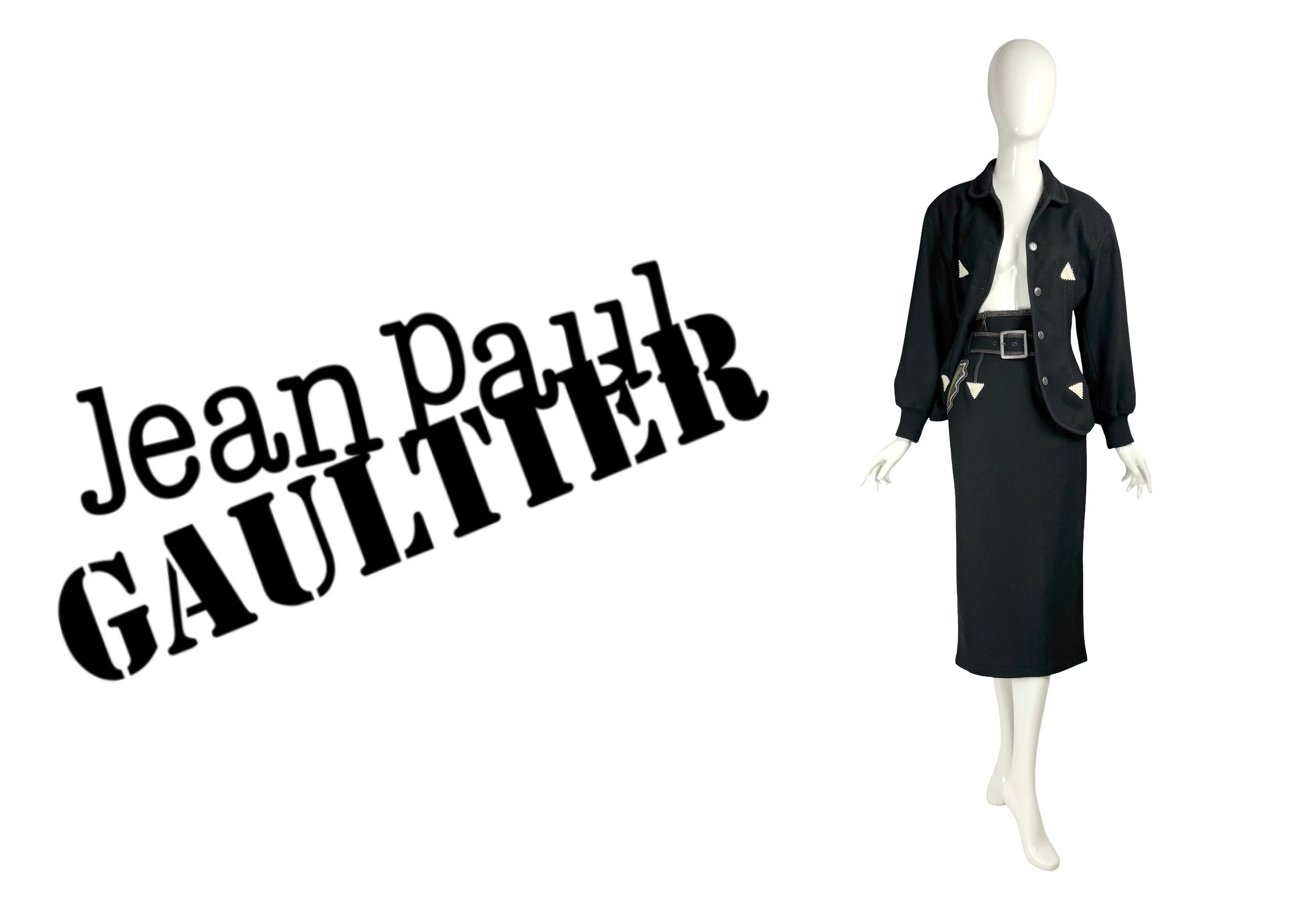 Jean Paul Gaultier Junior 1988 Black Felted Trachten Wool Corset Jacket & Skirt