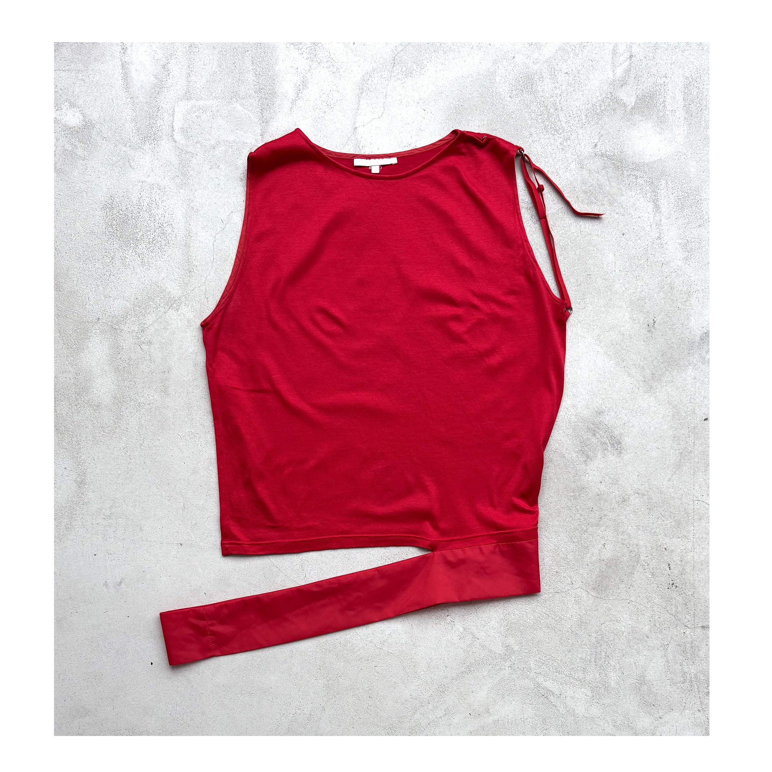 Helmut Lang 1998 red cotton jersey top