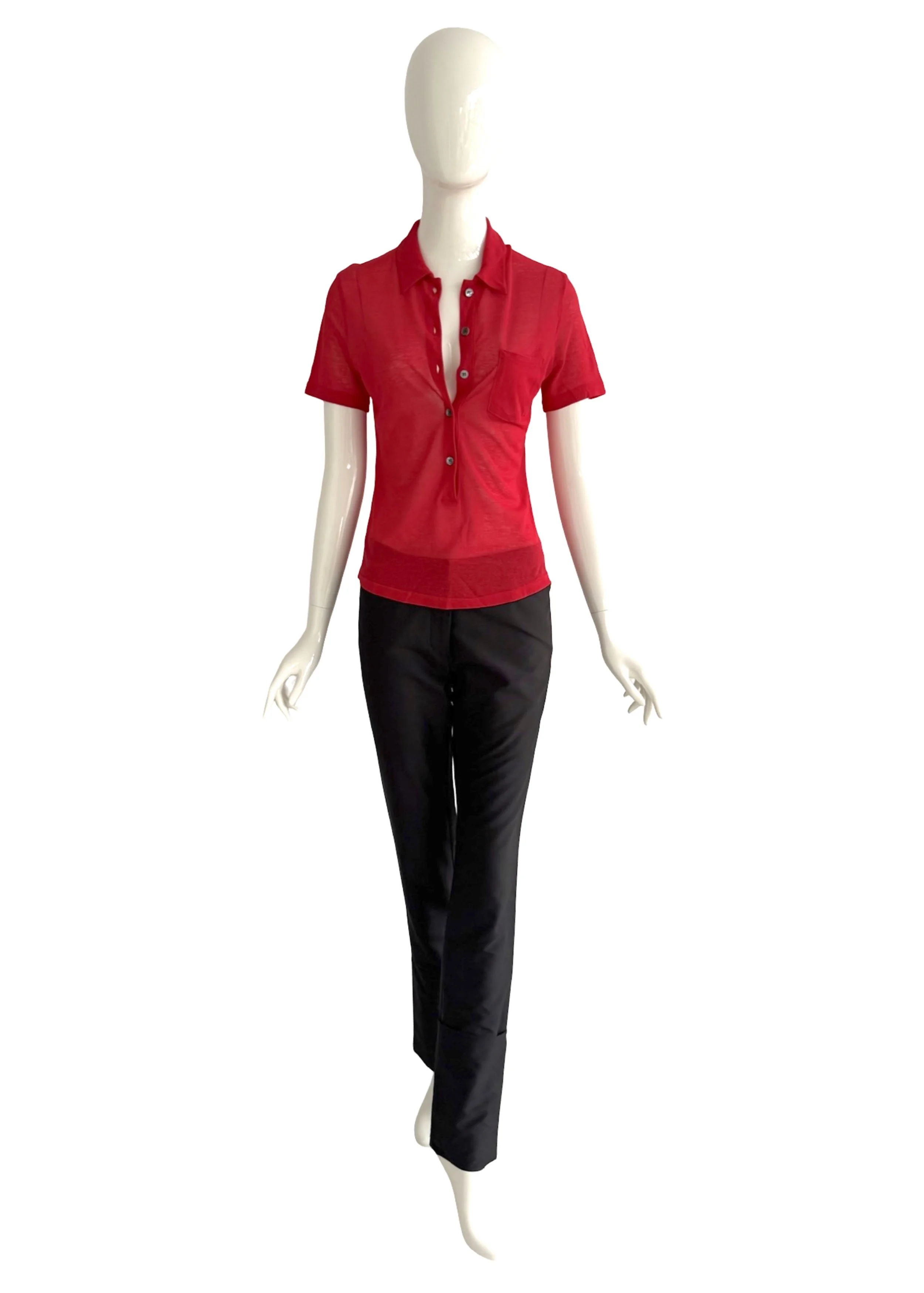 Helmut Lang 1998 red cotton jersey top