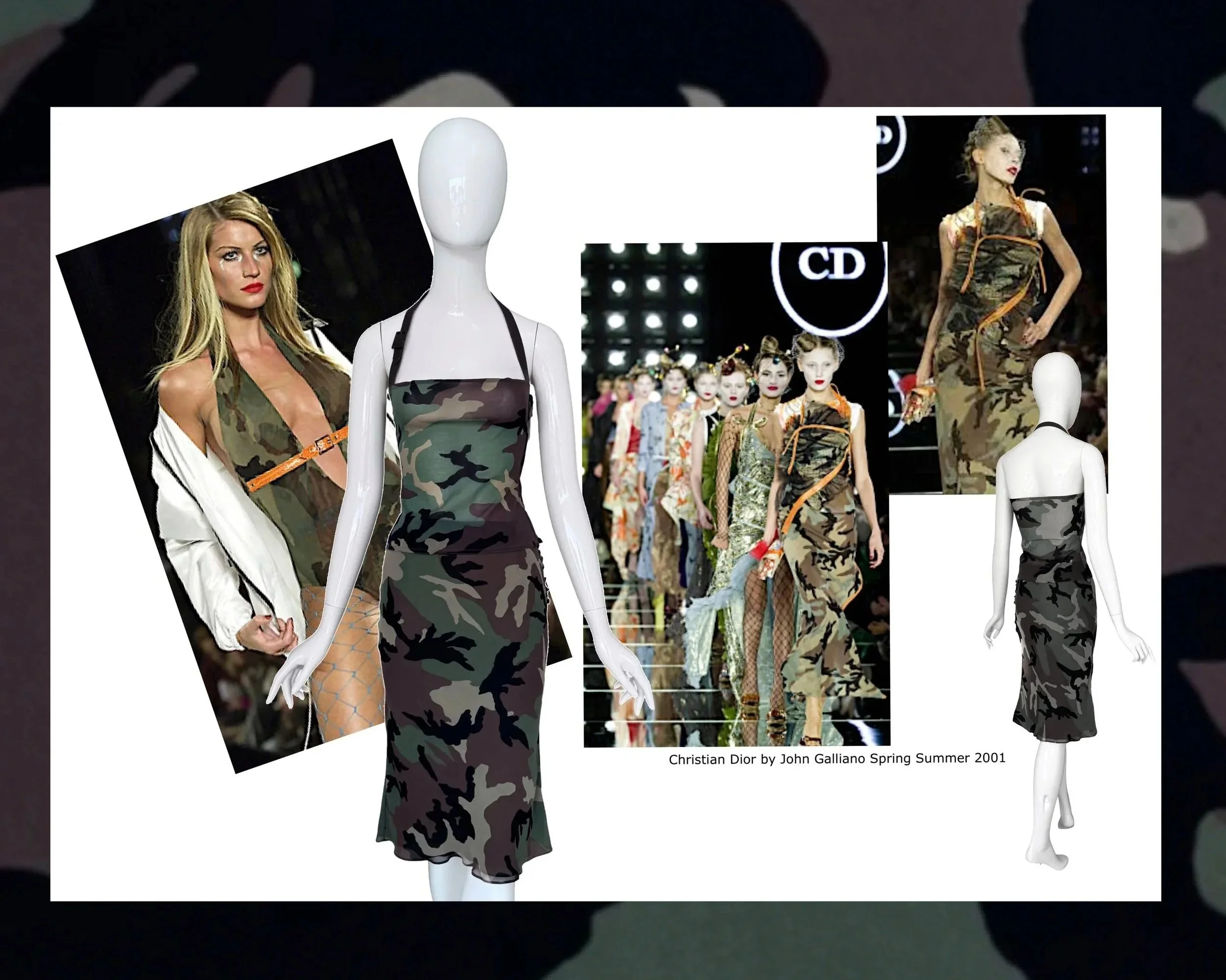 Christian Dior by John Galliano S/S 2001 Camouflage Print Silk Set 