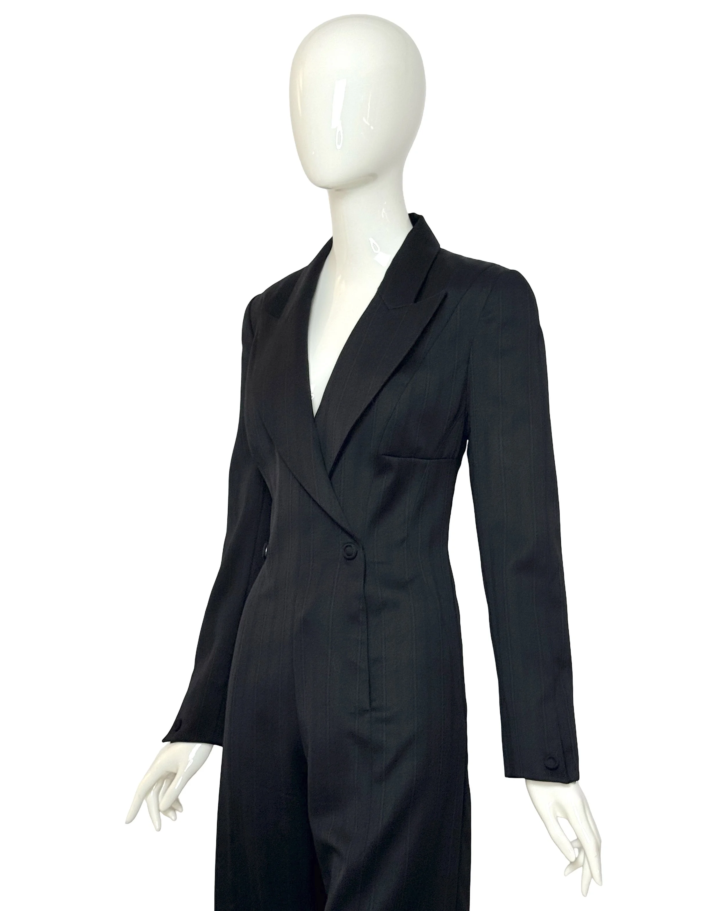 Vintage Thierry Mugler 1990s Wool Pinstripe Tailored Jumpsuit.jpg