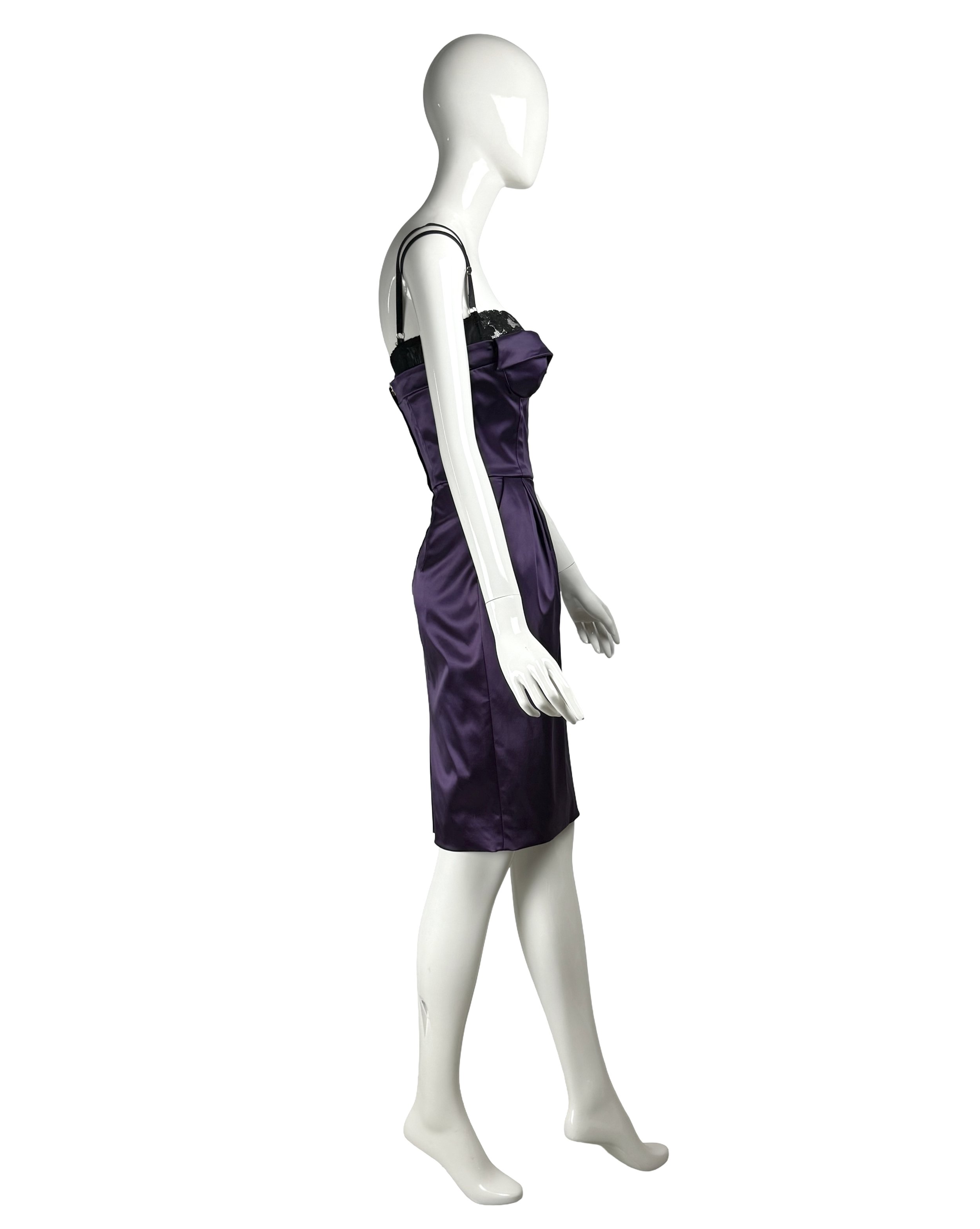 Dolce & Gabbana Vintage 2006 Satin Purple Corset Dress & Removable Lace Bra.jpg