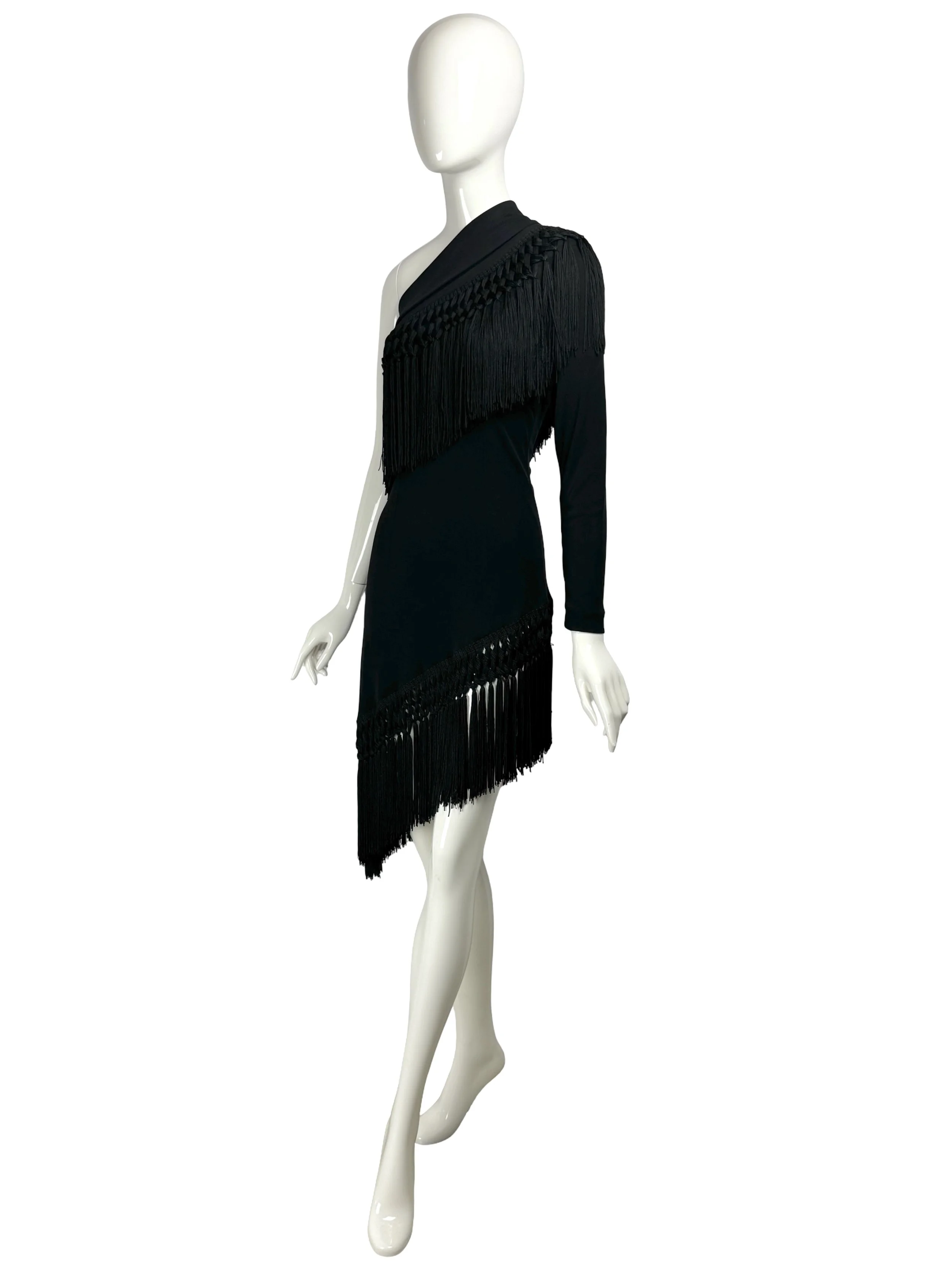 Dolce & Gabbana Spring Summer 2010 One-Sleeve Black Jersey & Tassel Dressjpg