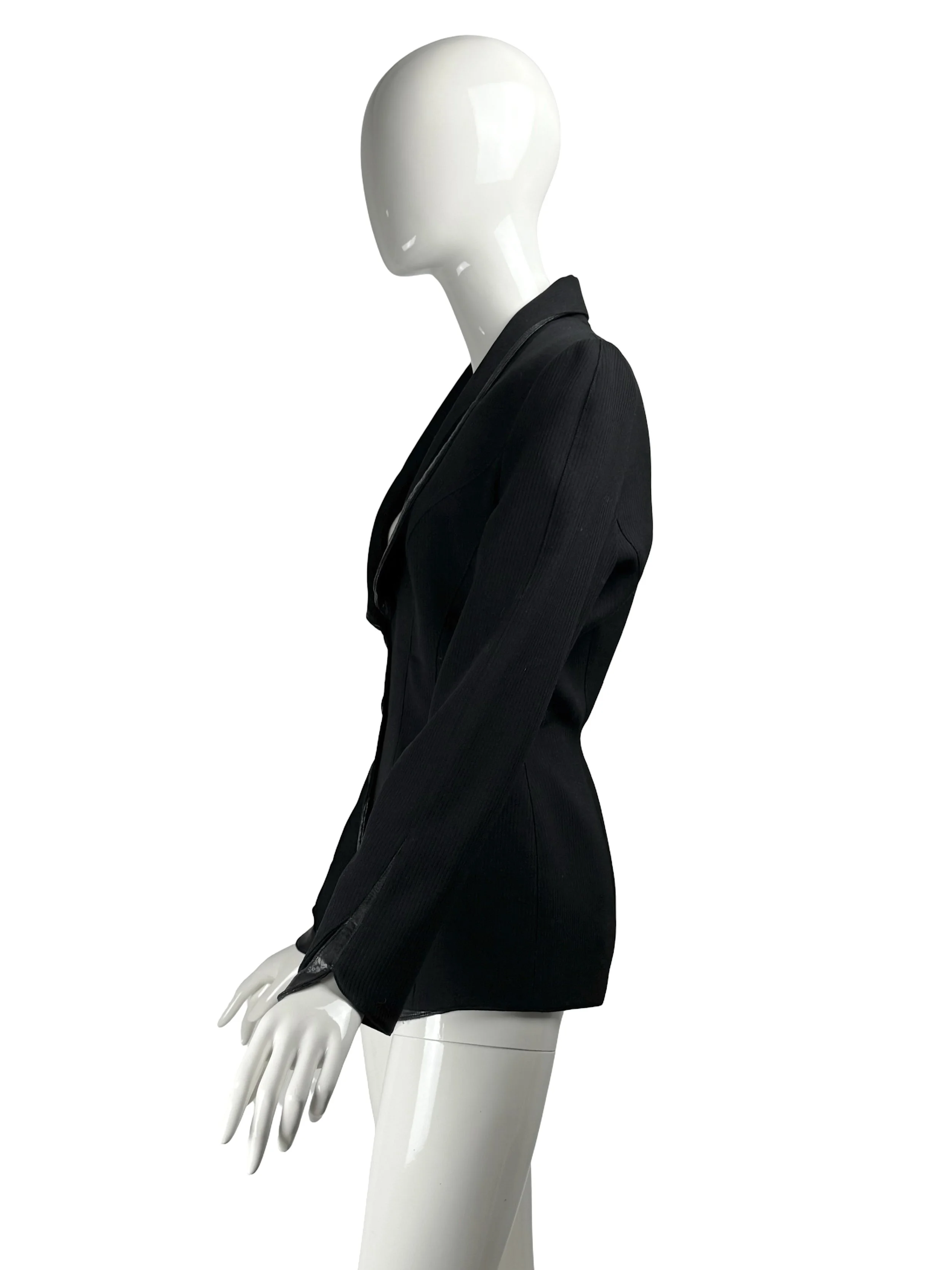 Thierry Mugler FW 1998 Runway Vintage Leather Trimmed Jacket.jpg