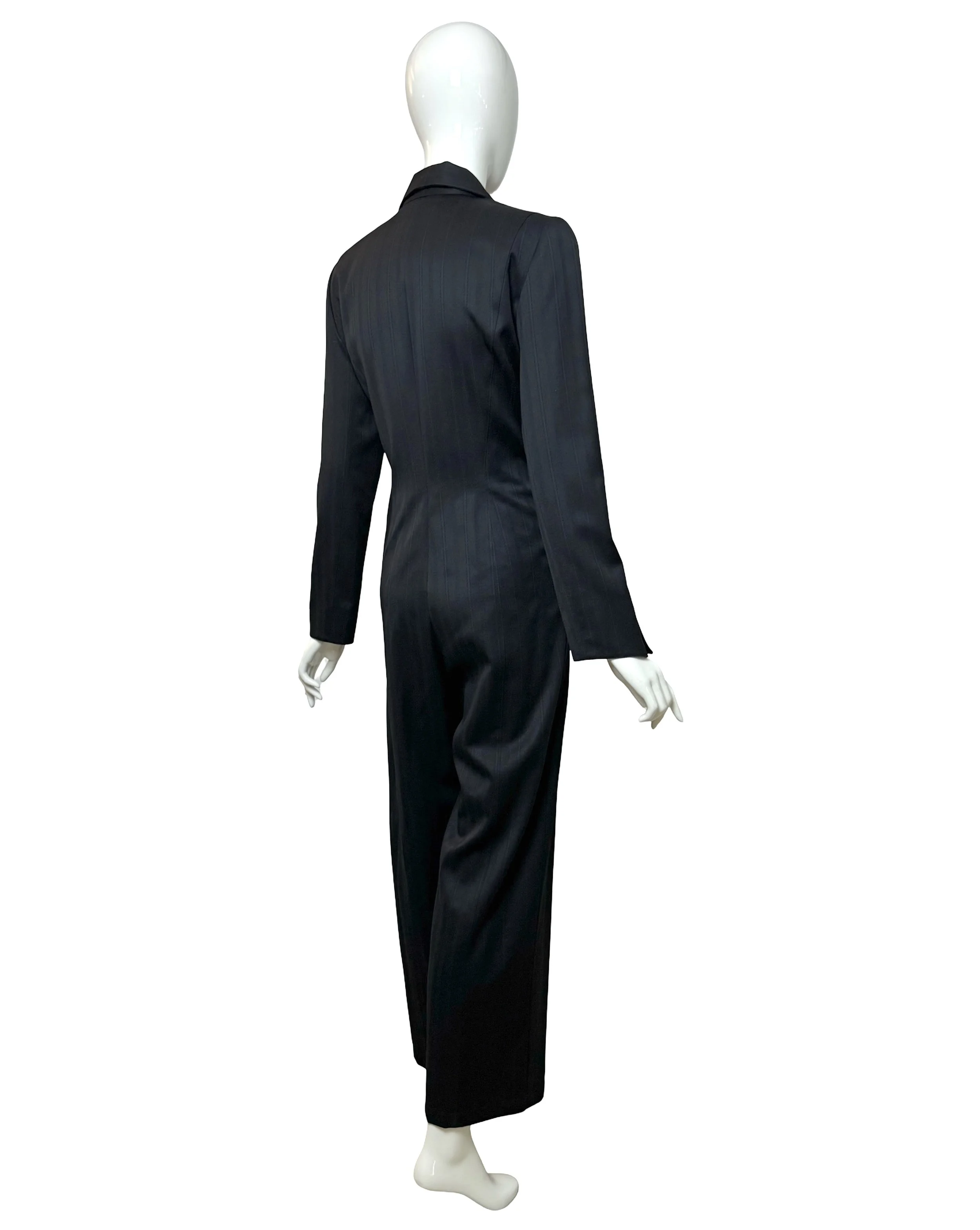 Vintage Thierry Mugler 1990s Wool Pinstripe Tailored Jumpsuit.jpg