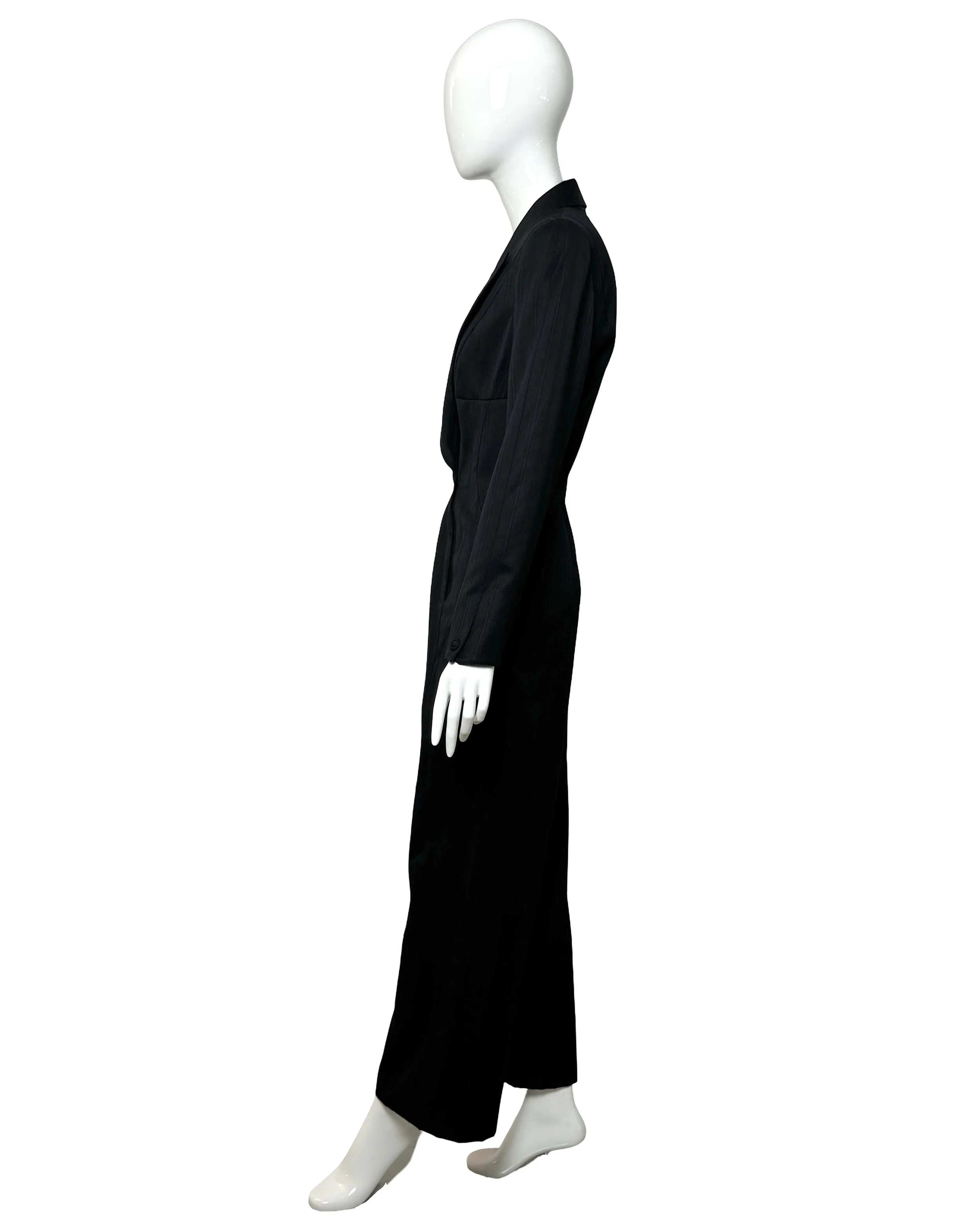Vintage Thierry Mugler 1990s Wool Pinstripe Tailored Jumpsuit.jpg