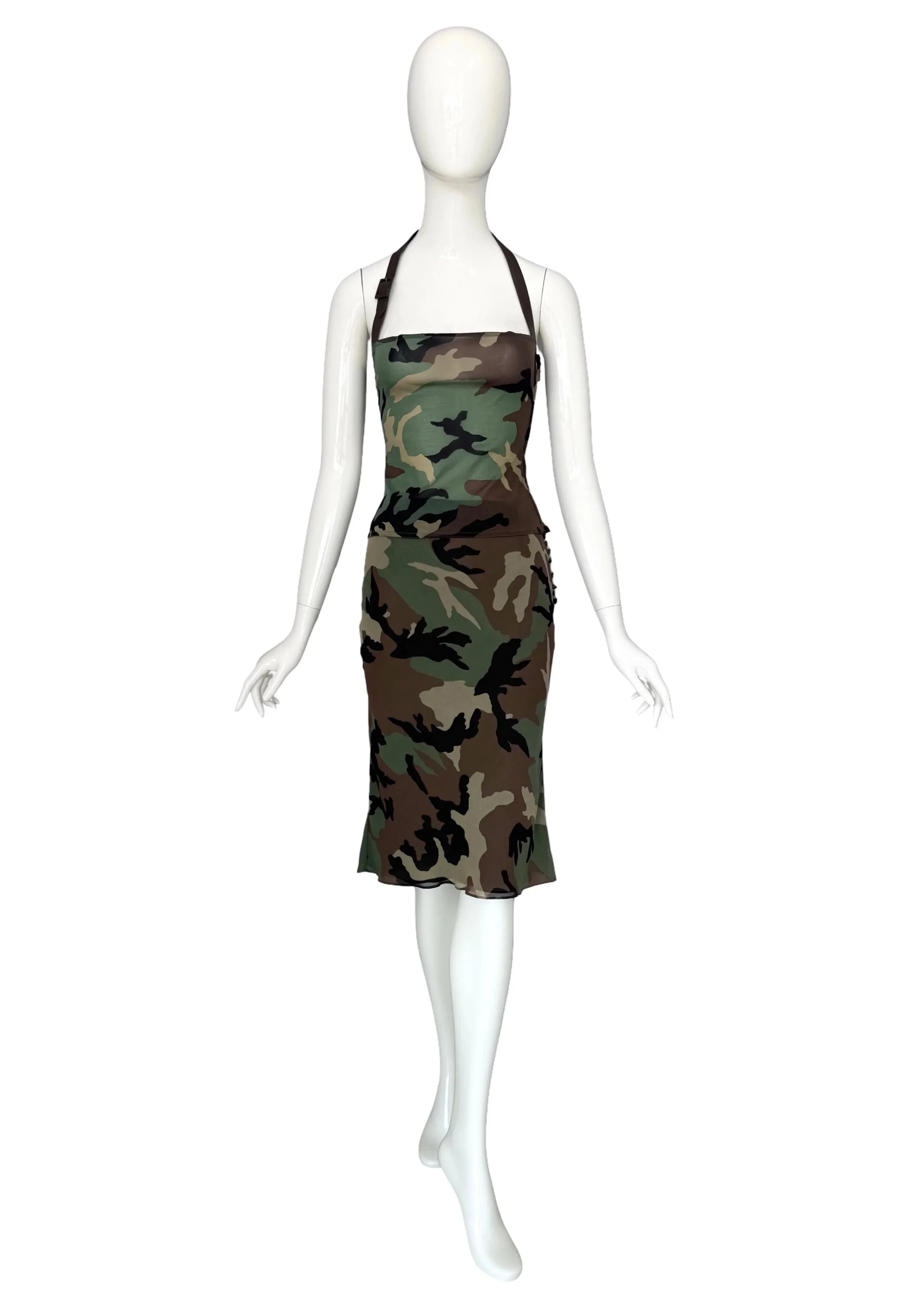 Christian Dior Spring Summer 2001 Camo Print Silk Set