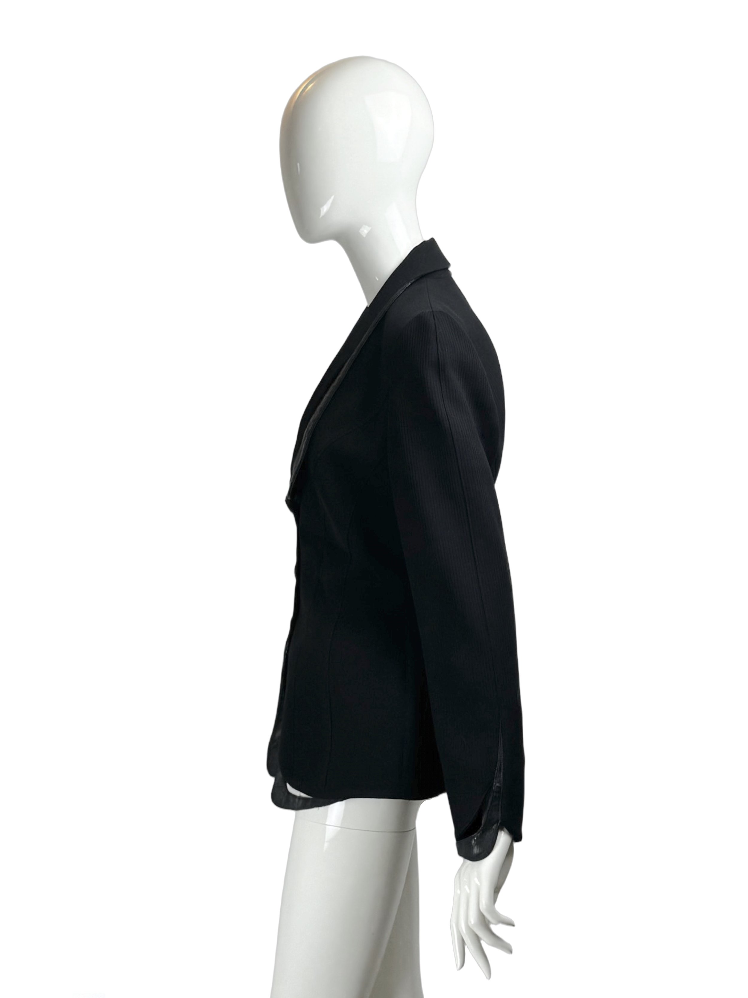 Thierry Mugler FW 1998 Runway Vintage Leather Trimmed Jacketjpg