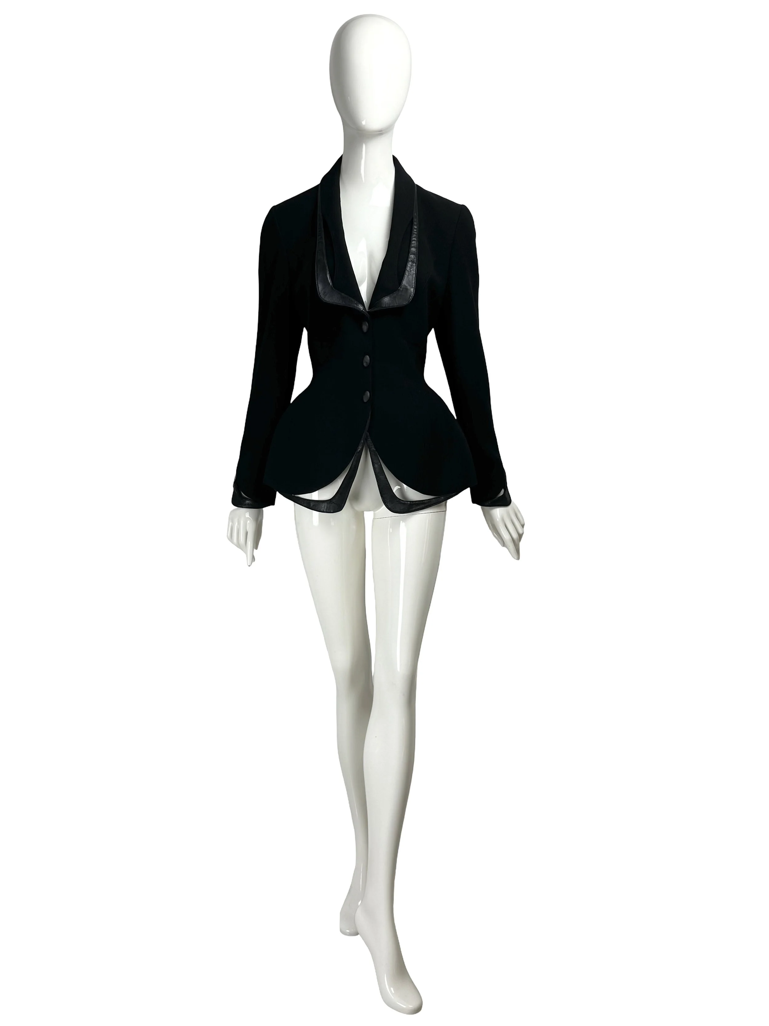 Thierry Mugler FW 1998 Runway Vintage Leather Trimmed Jacket.jpg