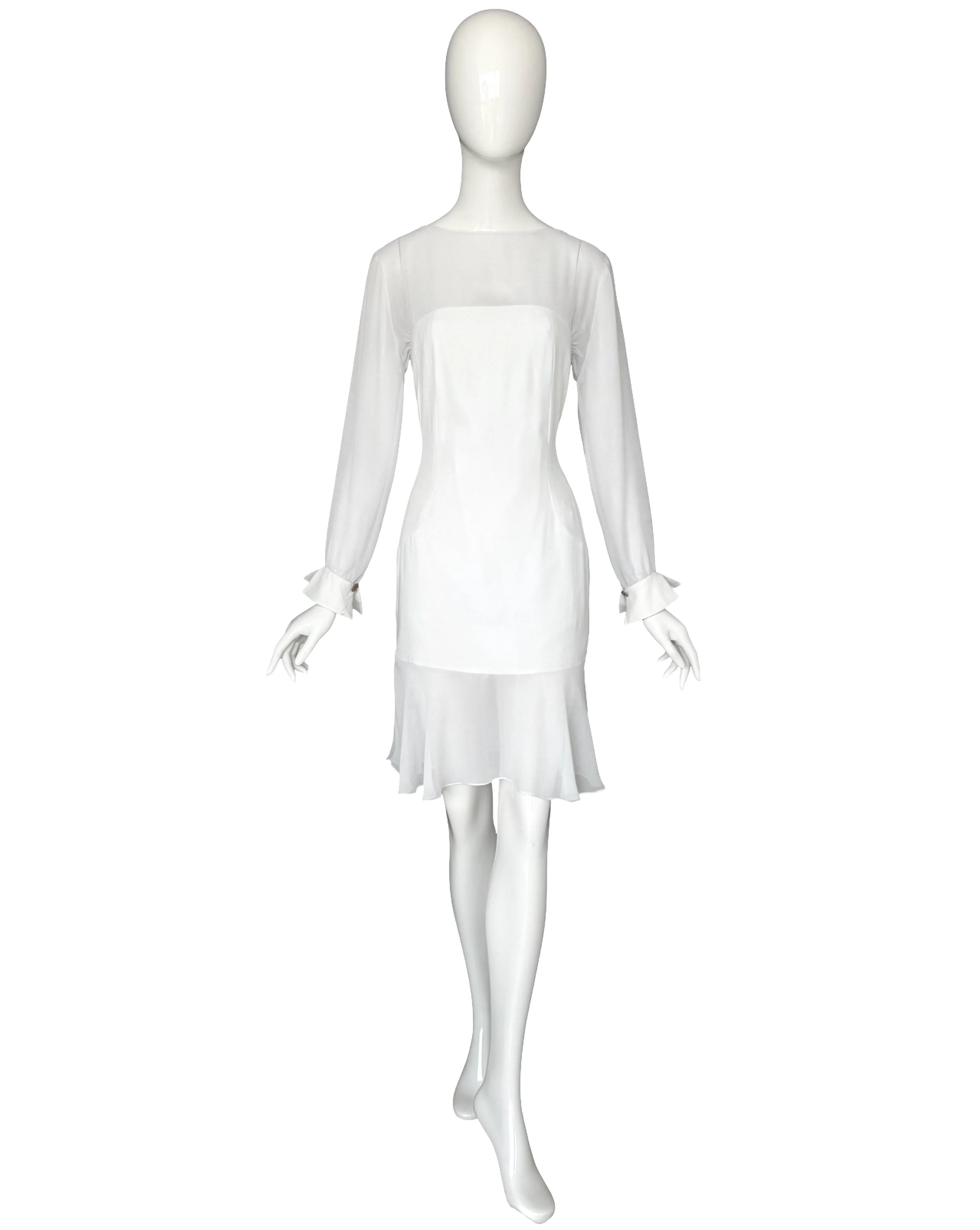 Karl Lagerfeld Spring Summer 1992 Ivory/White Silk Dress