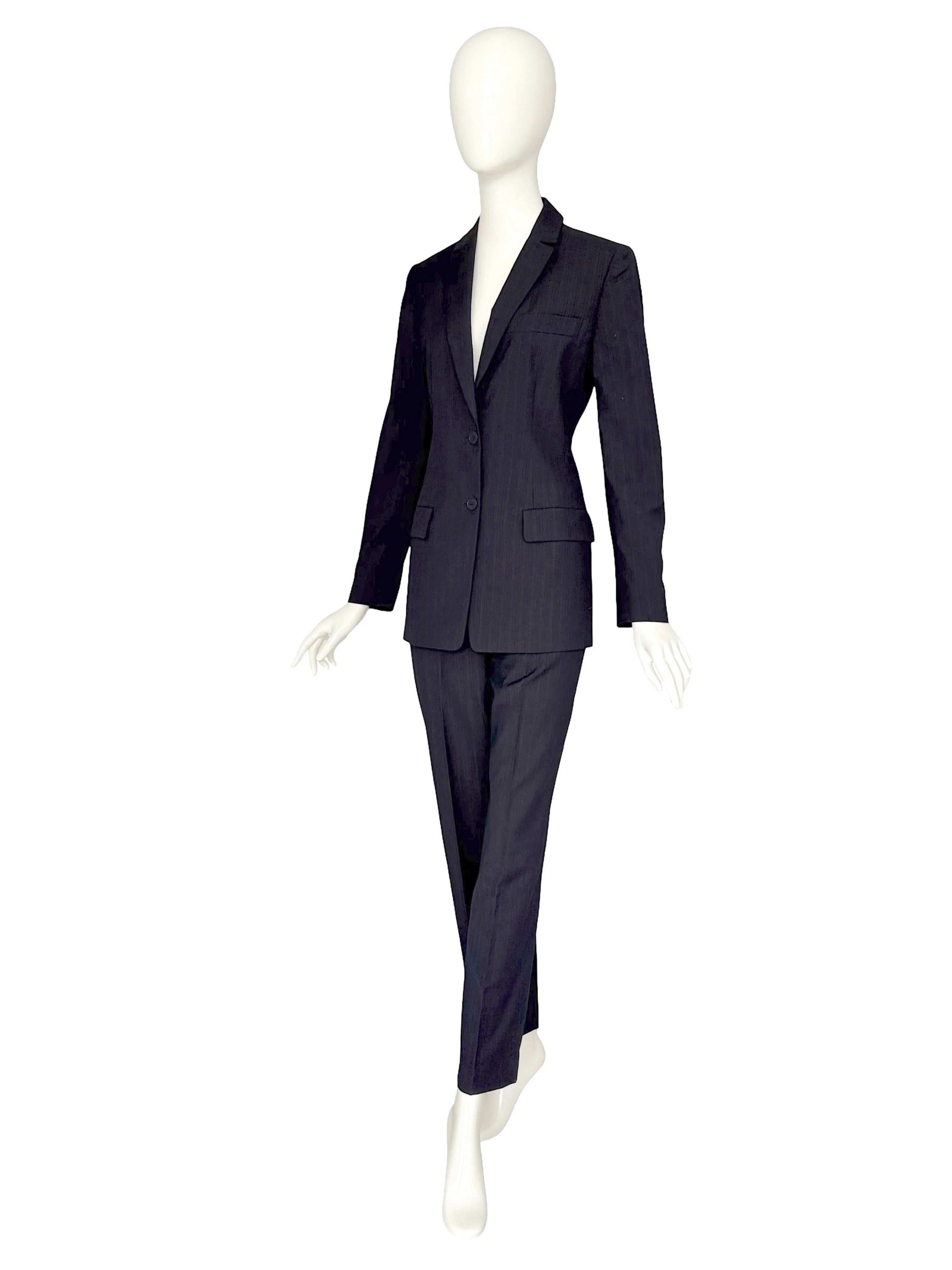 Calvin Klein collection by Calvin Klein vintage 1990's tailored pin stripe suit Kate Moss.jpg
