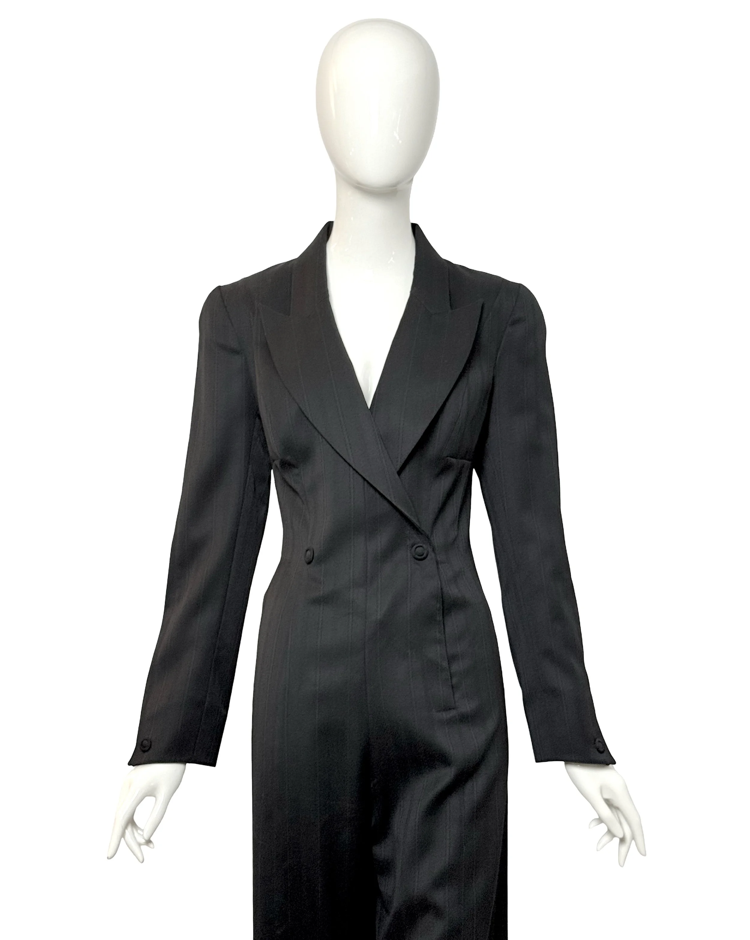 Vintage Thierry Mugler 1990s Wool Pinstripe Tailored Jumpsuit.jpg