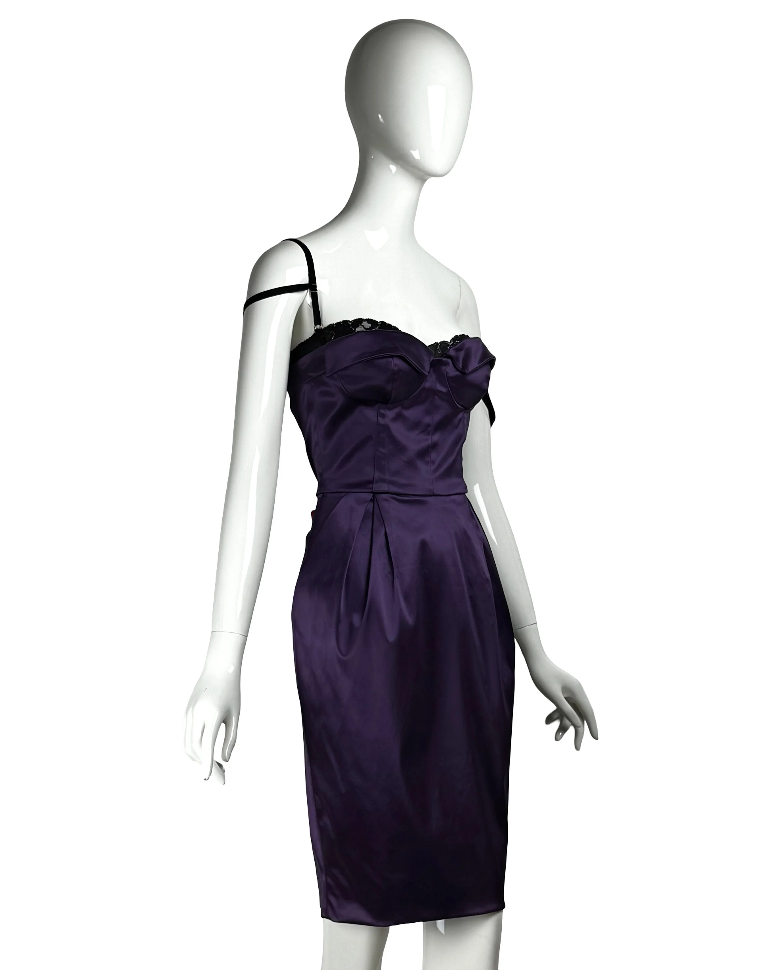 Dolce & Gabbana Vintage 2006 Satin Purple Corset Dress & Removable Lace Bra.jpg