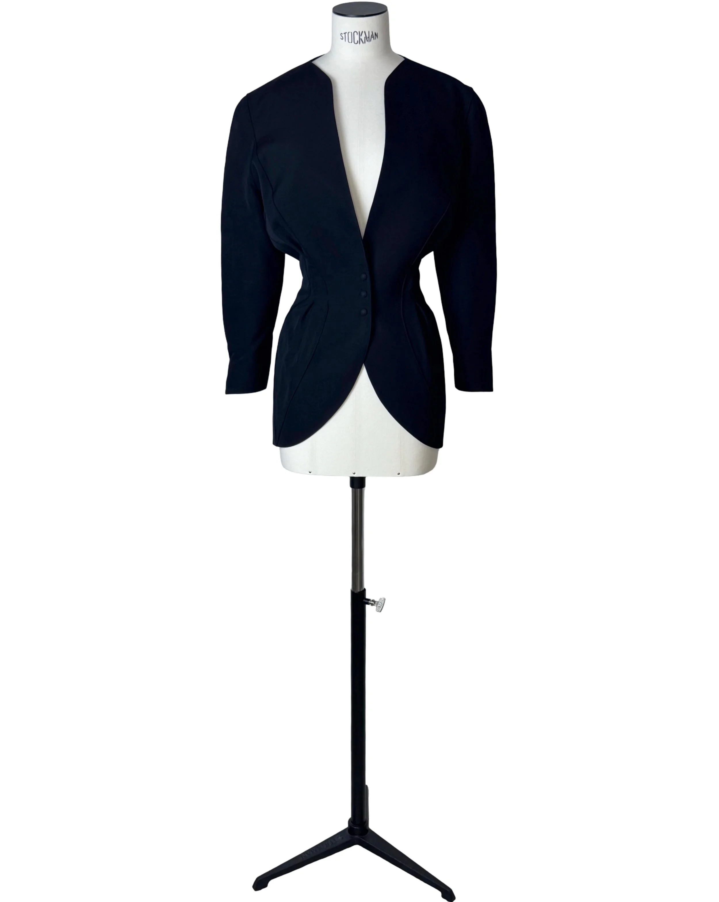 Thierry Mugler Vintage 80s Black Wool Single Breasted Jacketjpg