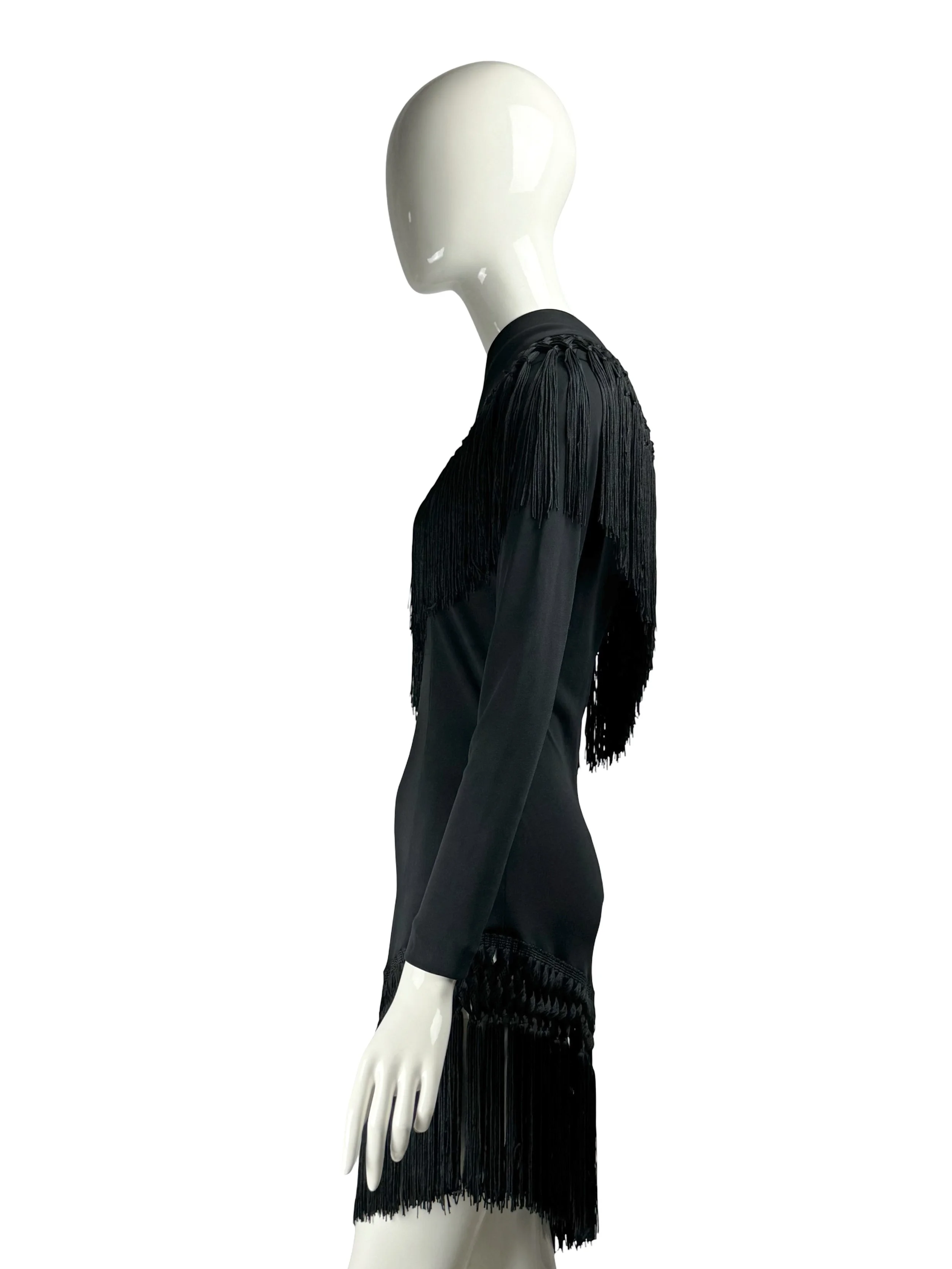 Dolce & Gabbana Spring Summer 2010 One-Sleeve Black Jersey & Tassel Dress.jpg