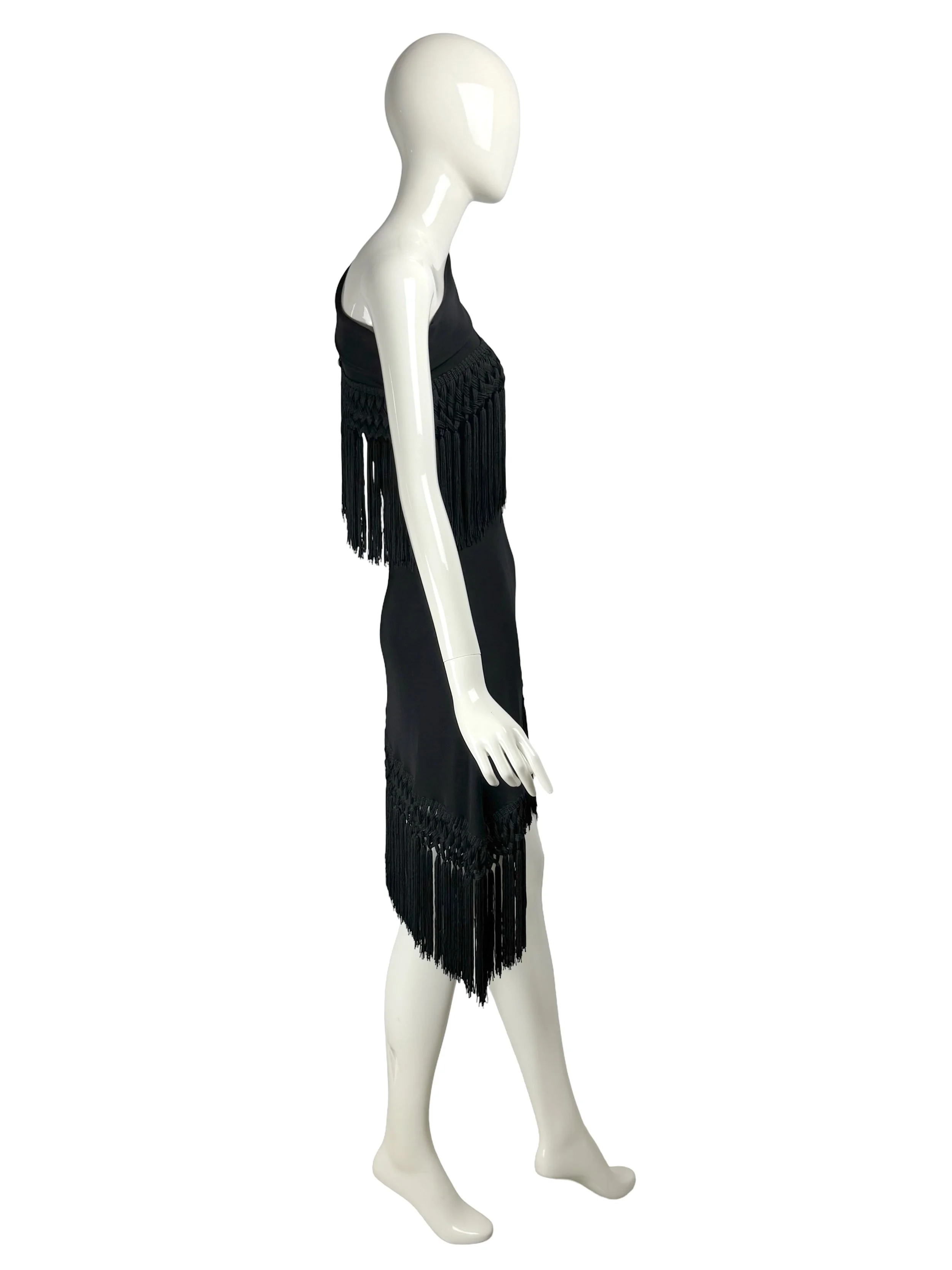 Dolce & Gabbana Spring Summer 2010 One-Sleeve Black Jersey & Tassel Dress.jpg