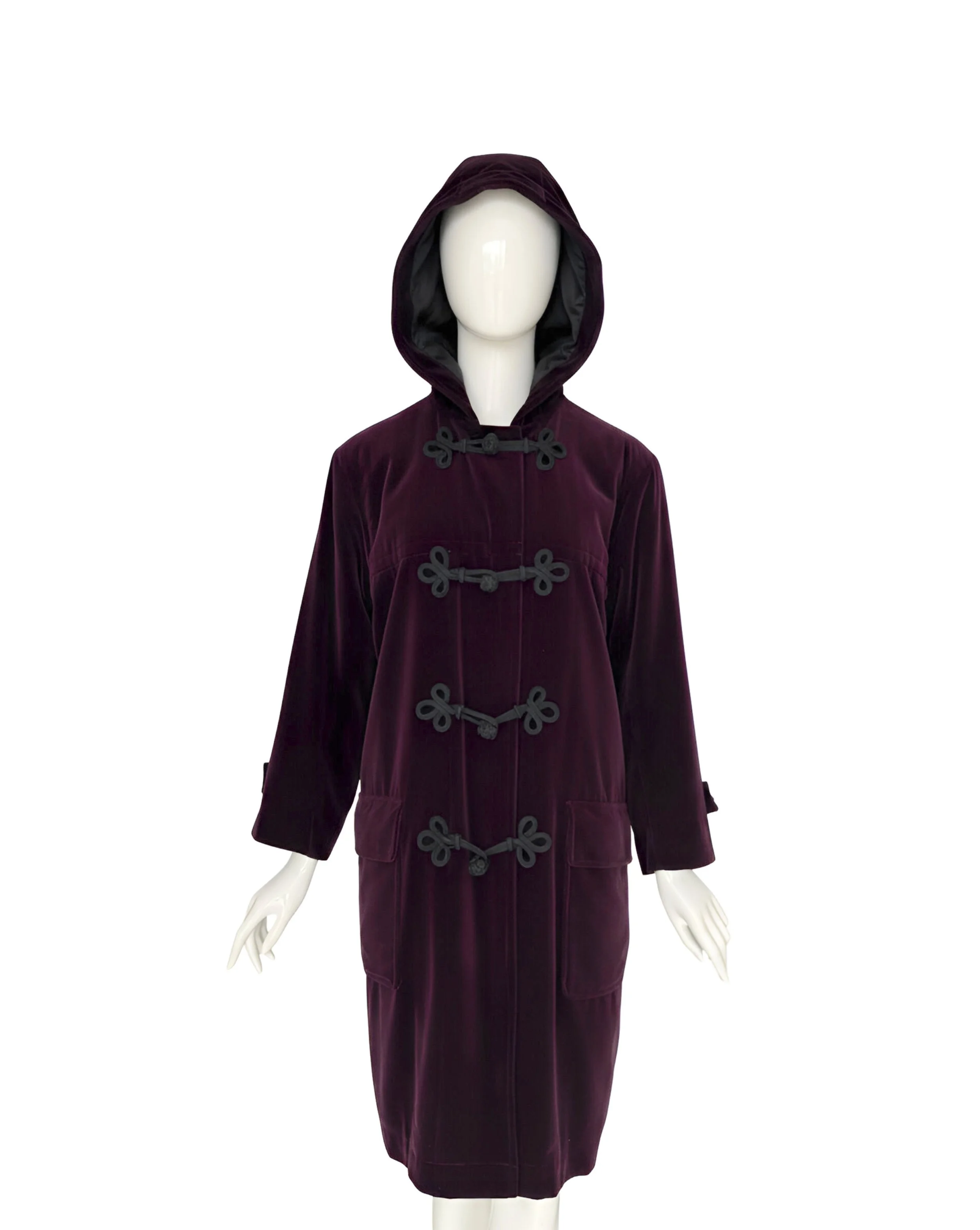 Yves Saint Laurent Rive Gauche Iconic 1970's Vintage Plum Velvet Toggle Coat.jpg