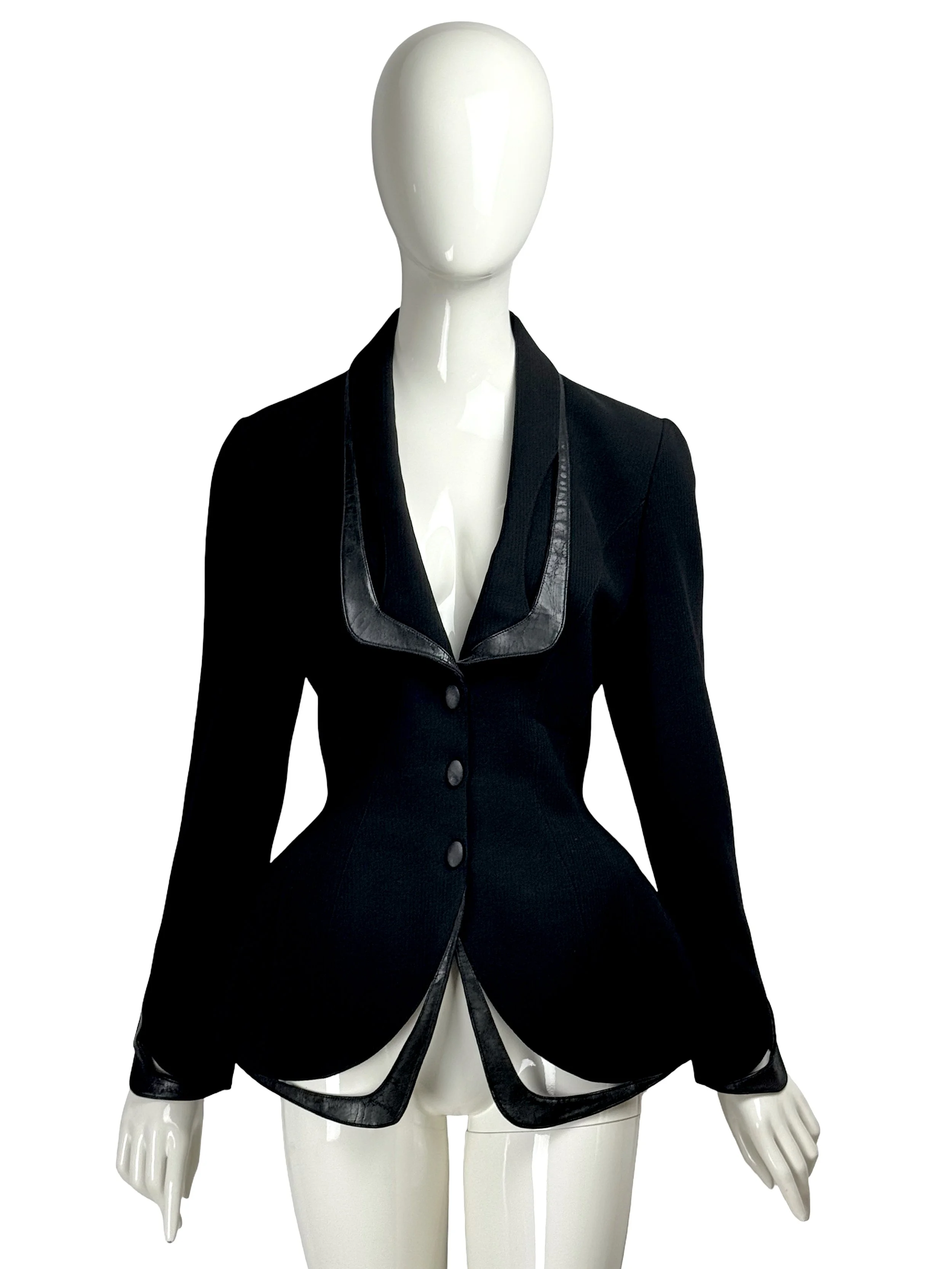 Thierry Mugler FW 1998 Runway Vintage Leather Trimmed Jacket.jpg