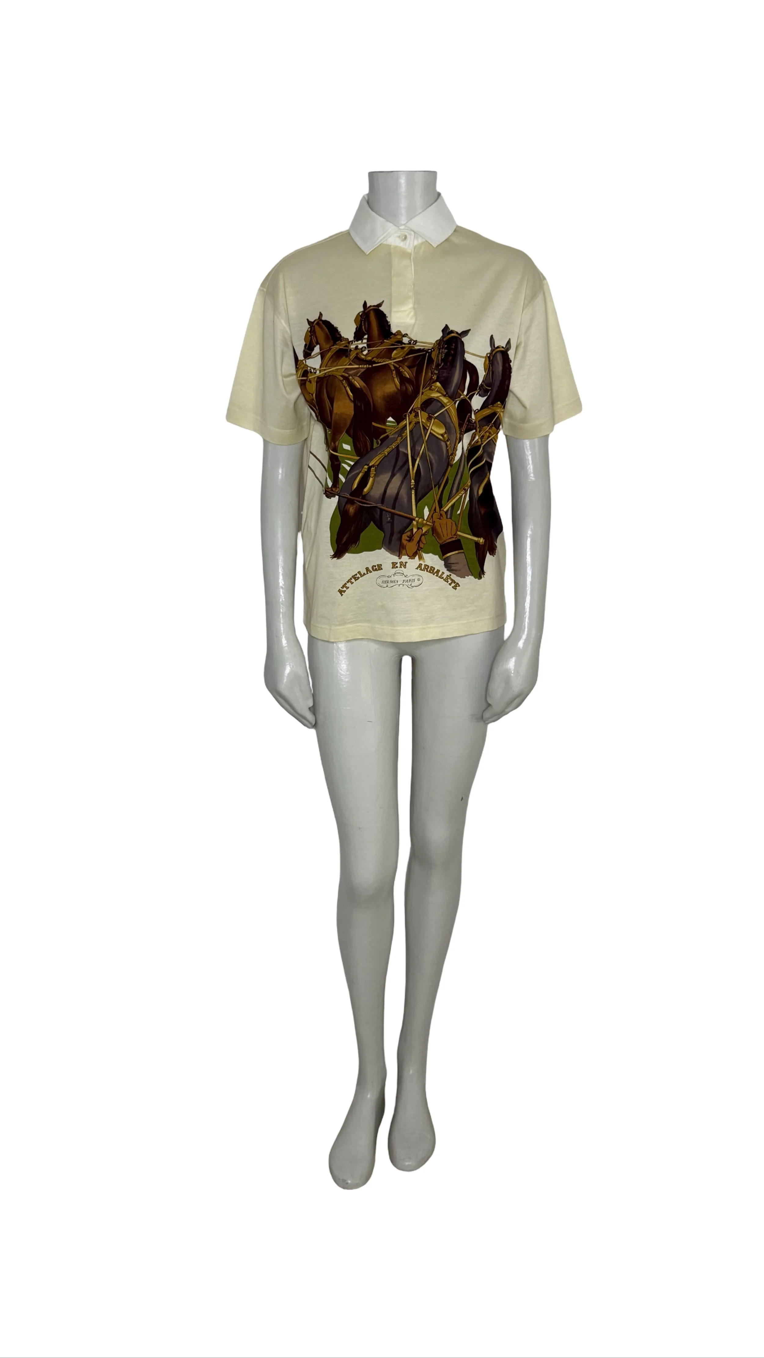 Hermès cotton vintage "Attelage en Arbalete" design by Philippe Ledoux polo t-shirt .jpeg