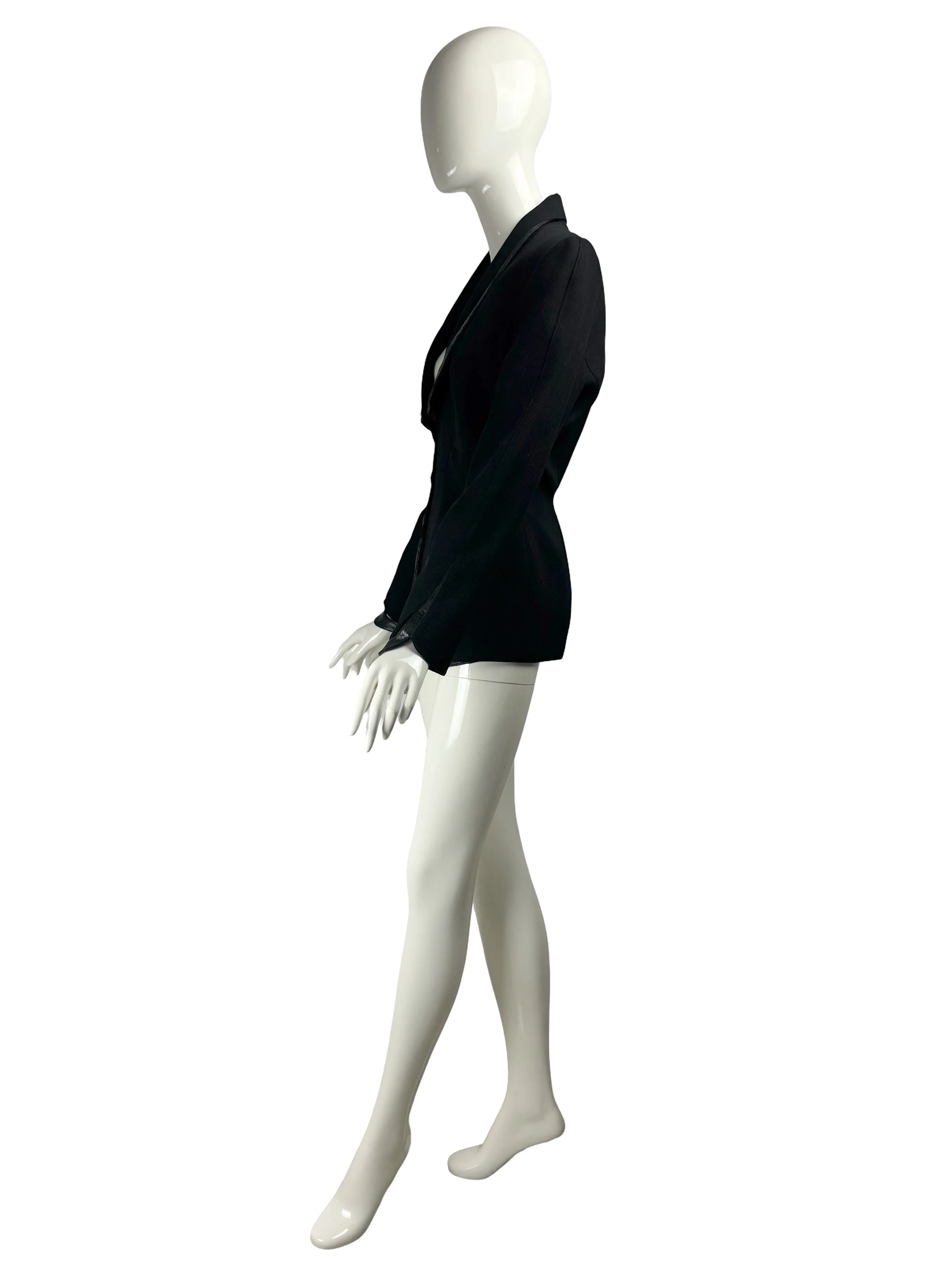 Thierry Mugler FW 1998 Runway Vintage Leather Trimmed Jacket .jpg