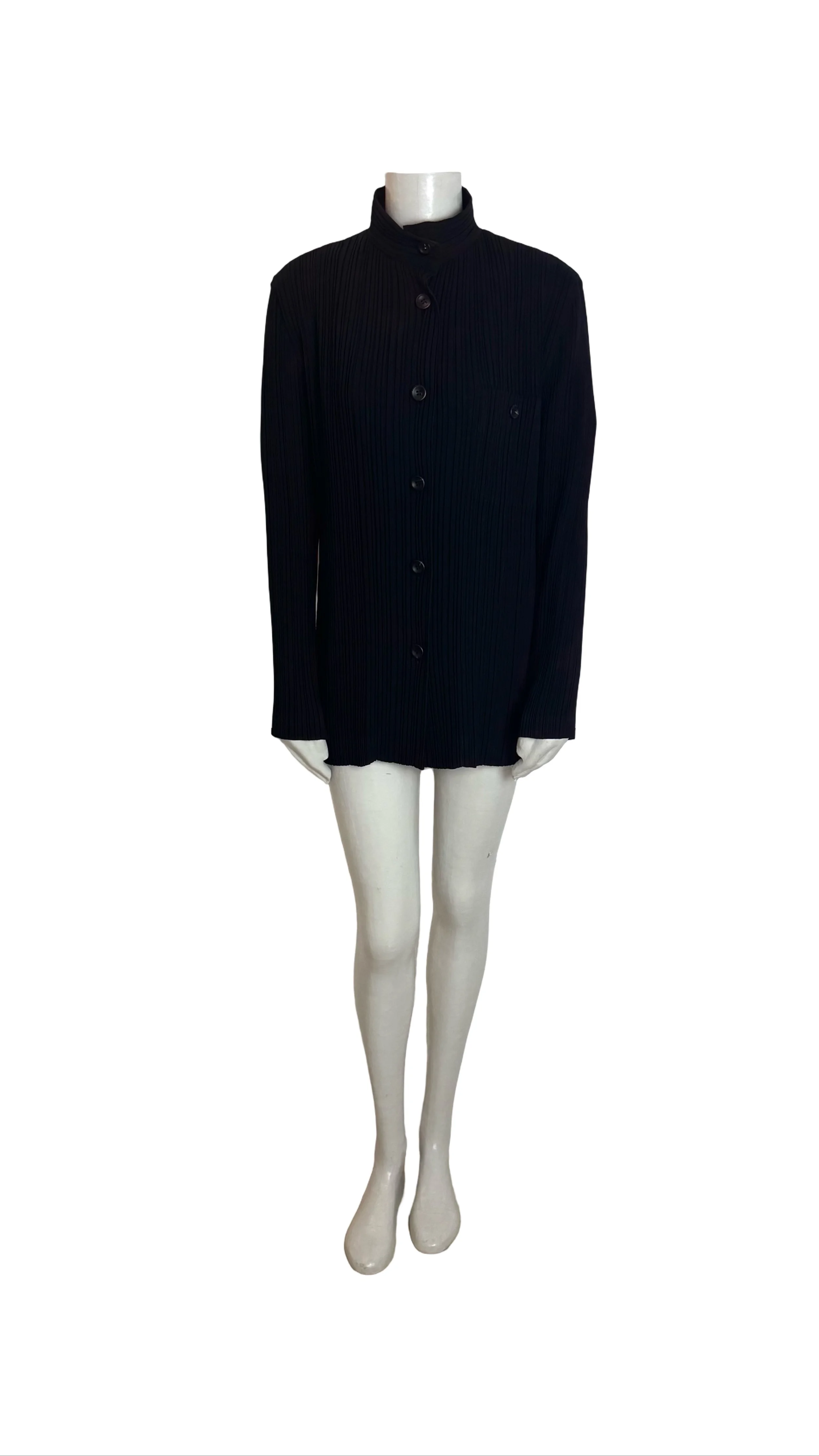 Issey Miyake 1990s Vintage Black Pleated Pleats Please Jacket jpeg