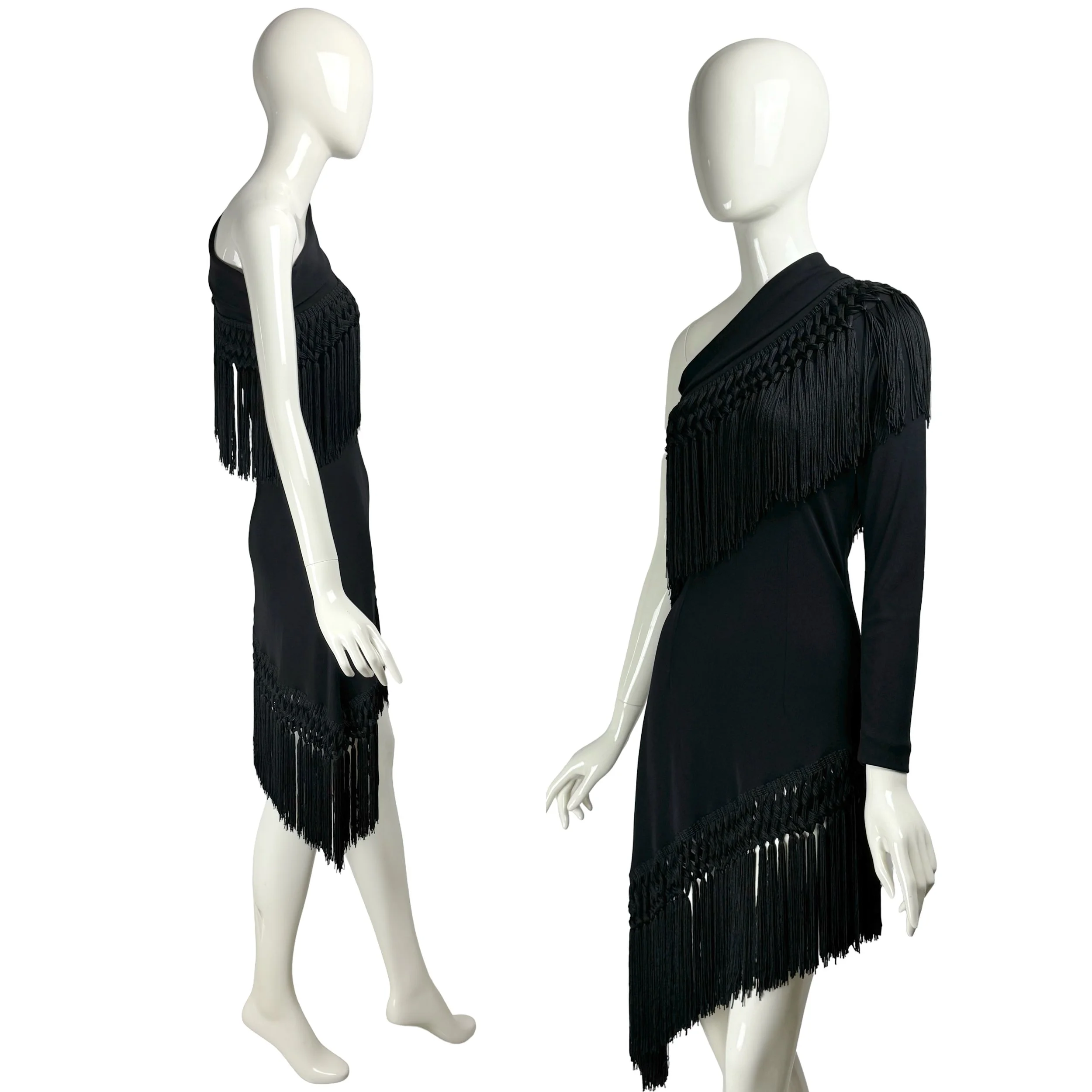 Dolce & Gabbana Spring Summer 2010 One-Sleeve Black Jersey & Tassel Dresst.jpg