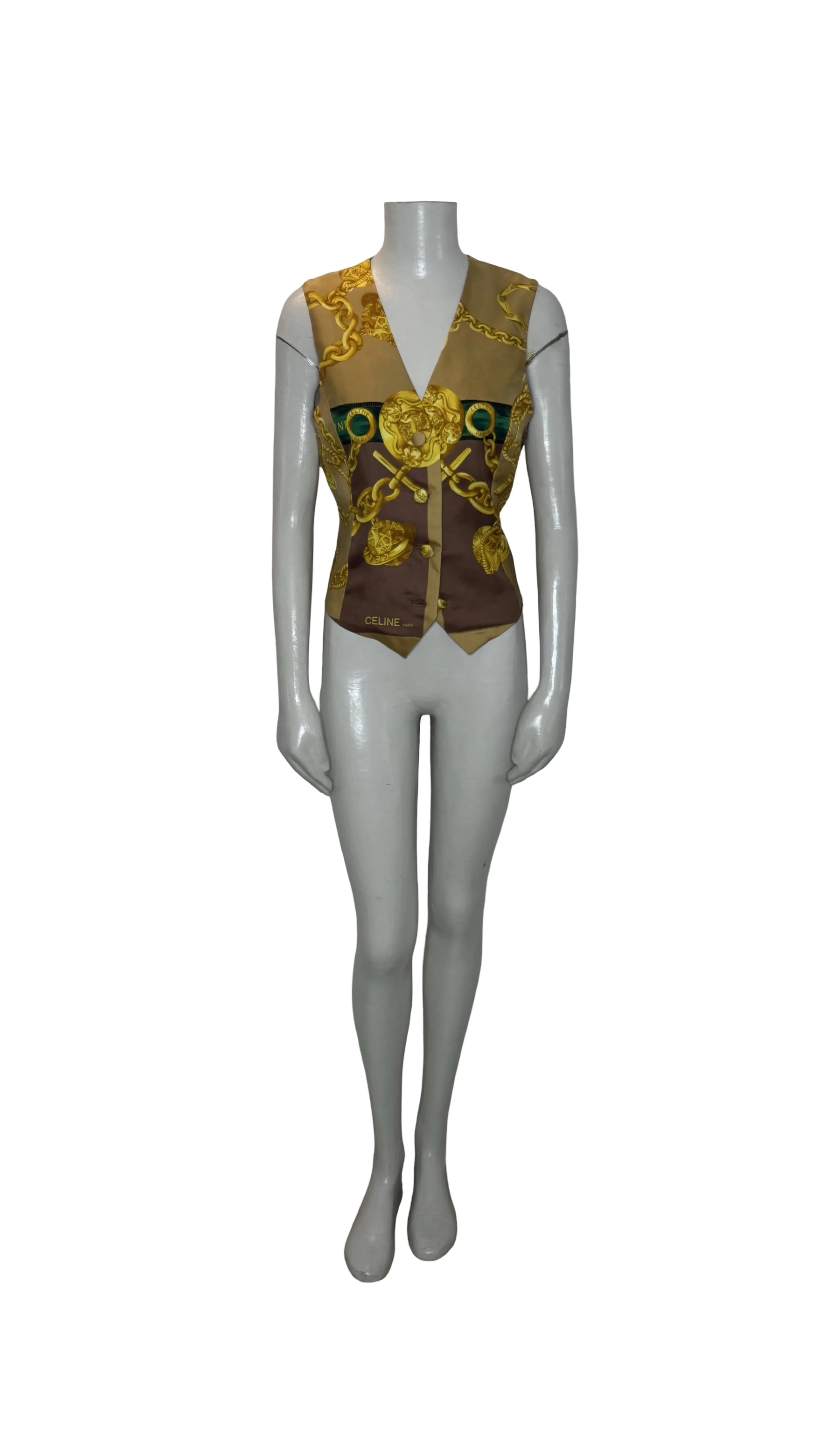 Vintage Celine short vest or waistcoat made in silk..jpeg