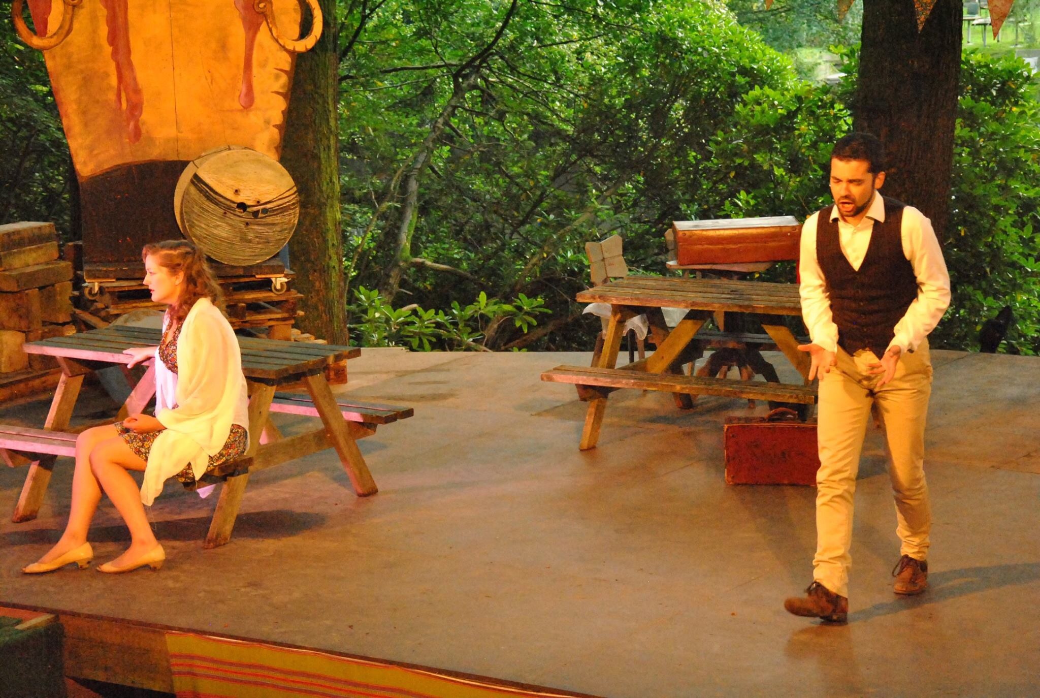 Myself as Silvio for Woodhouse Festival, with the wonderful Alice Privett as Nedda
